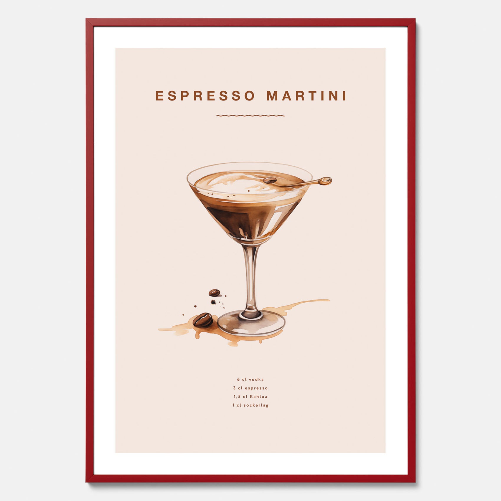 Tavla med Espresso Martini drink poster, drinkposter, drinktavla
