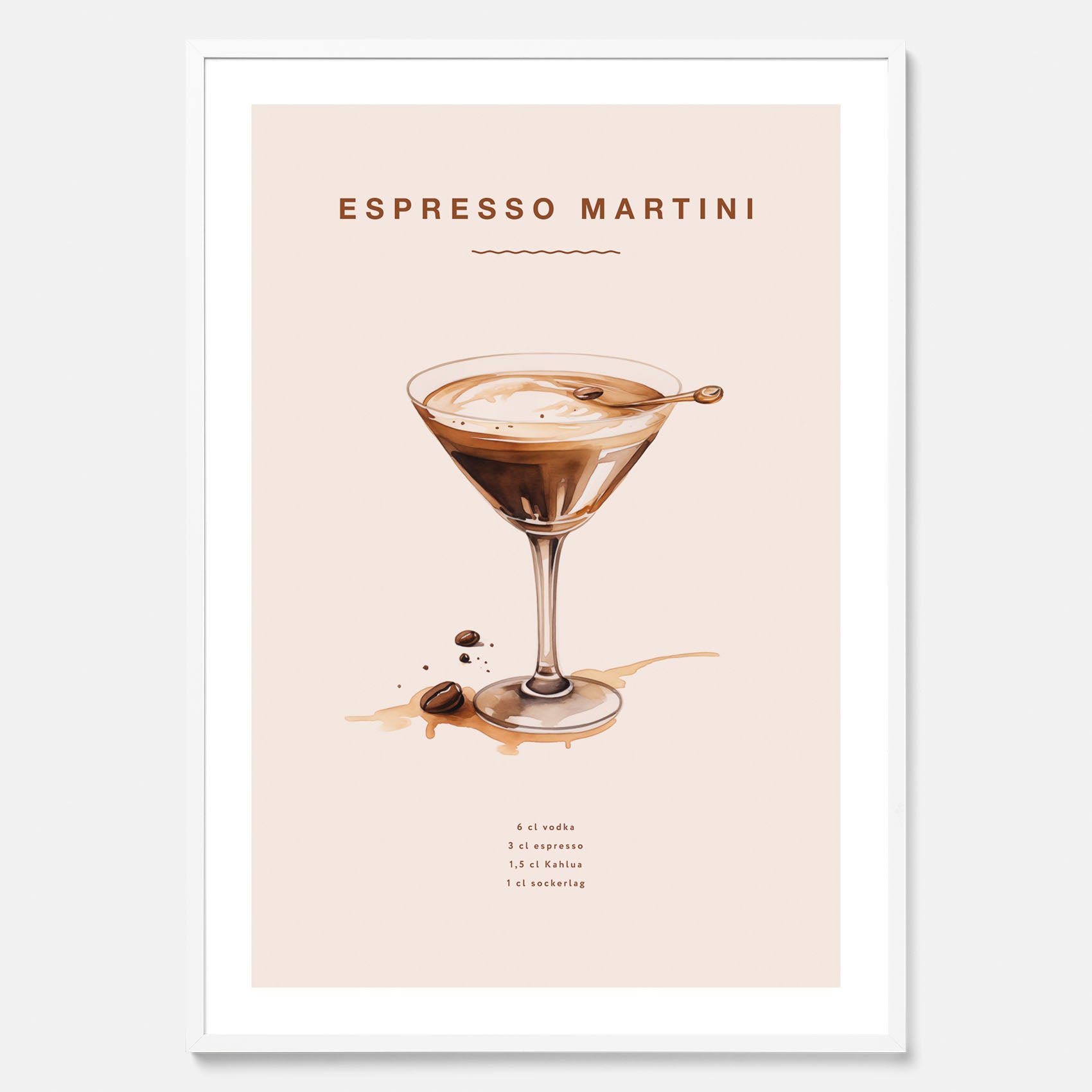 Tavla med Espresso Martini drink poster, drinkposter, drinktavla