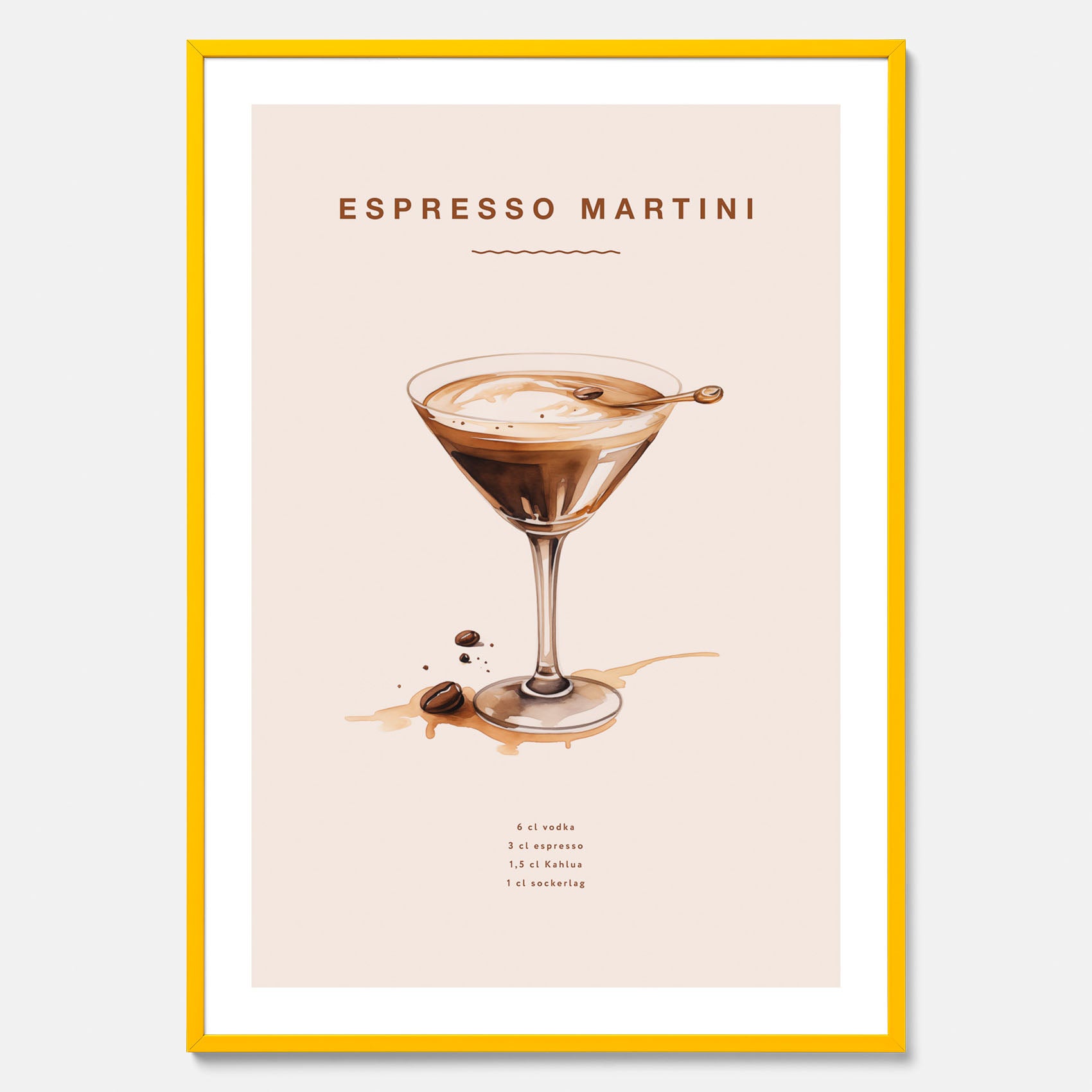 Tavla med Espresso Martini drink poster, drinkposter, drinktavla