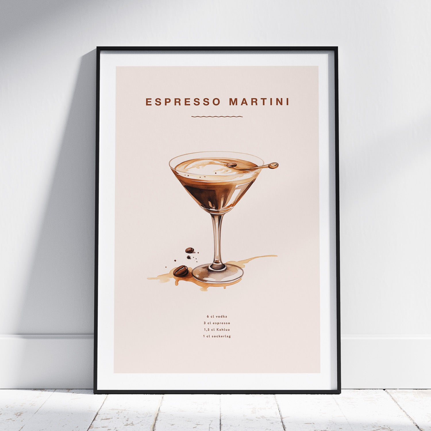 Tavla med Espresso Martini drink poster, drinkposter, drinktavla