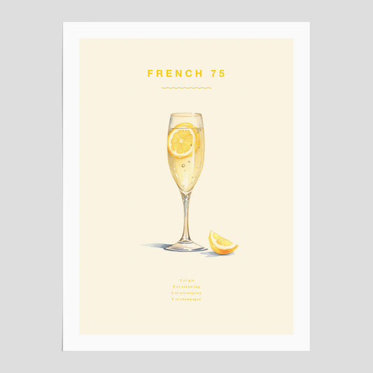 French 75 Poster – Affisch med drink, drinkposter med cocktail