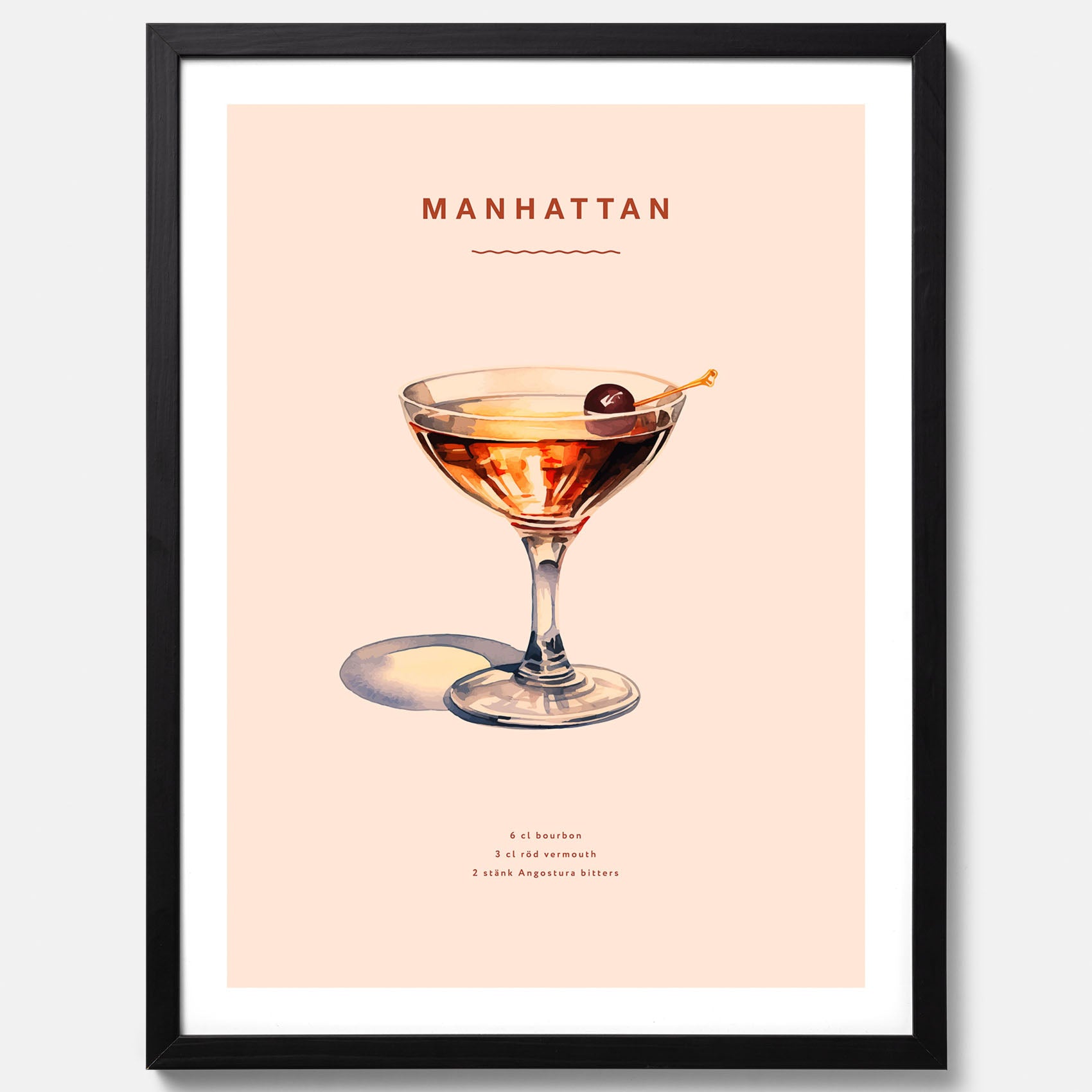 Tavla med en Manhattan-drink - Cocktailposter
