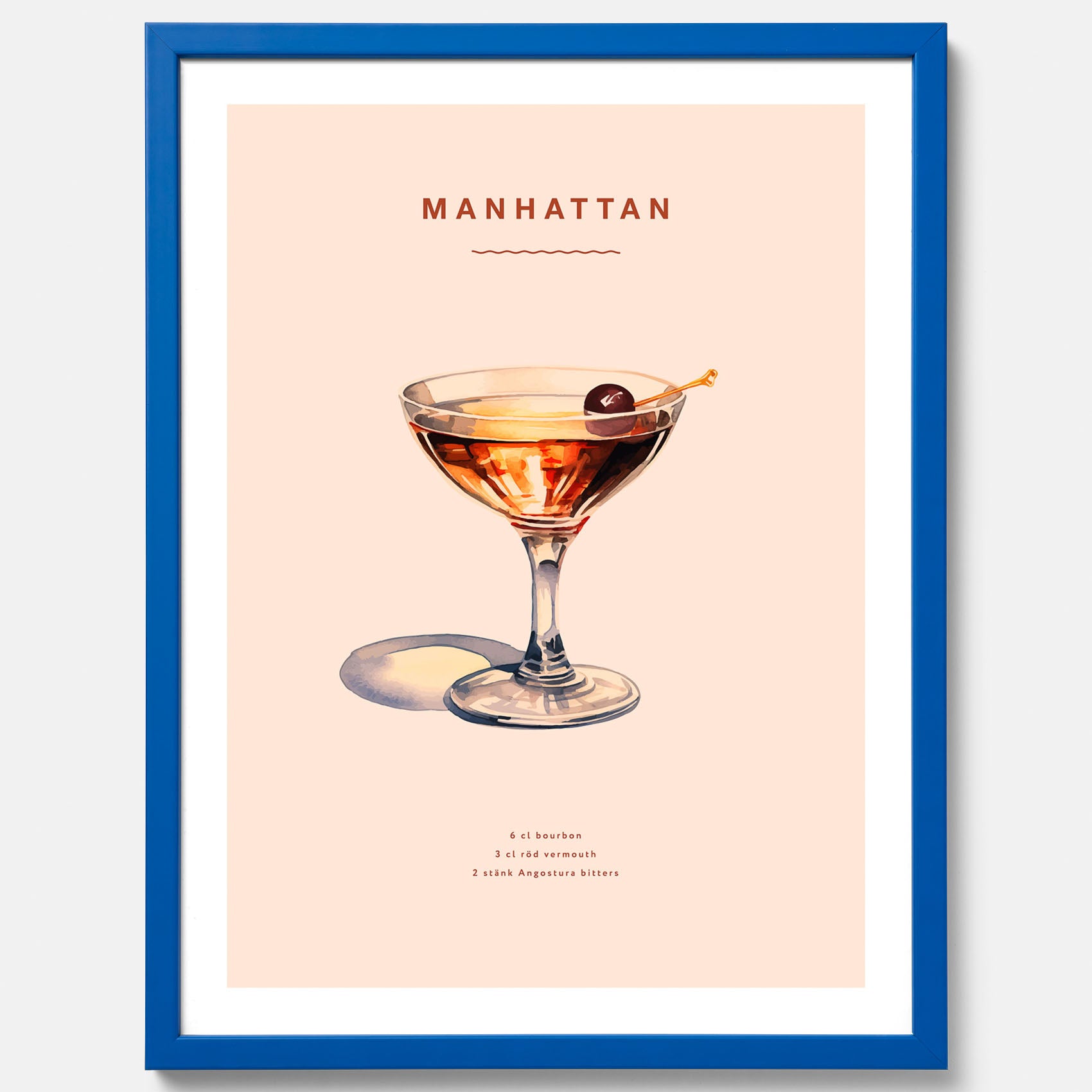 Tavla med en Manhattan-drink - Cocktailposter