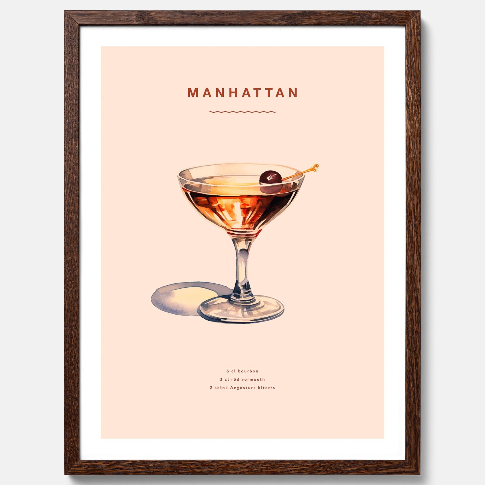 Tavla med en Manhattan-drink - Cocktailposter