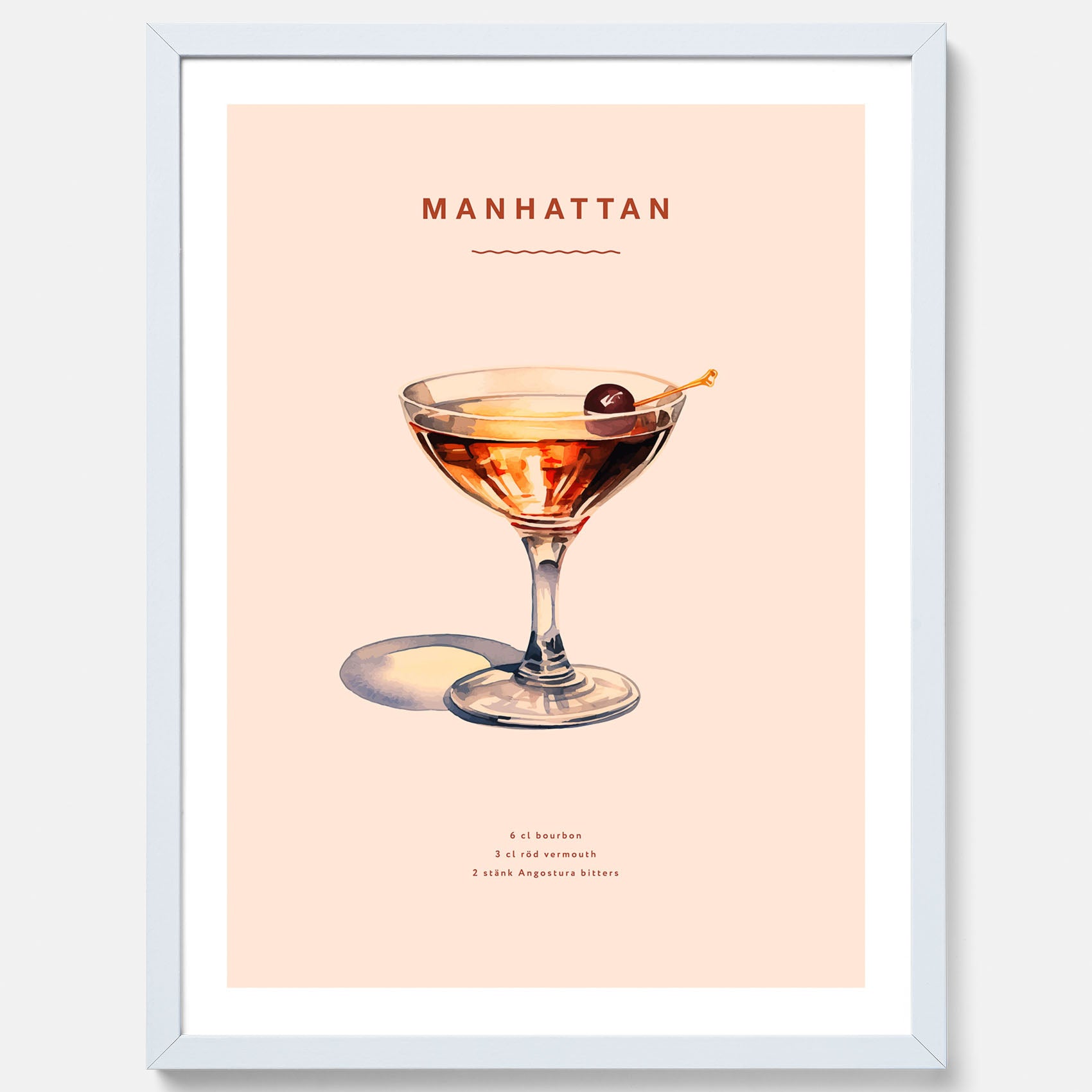 Tavla med en Manhattan-drink - Cocktailposter