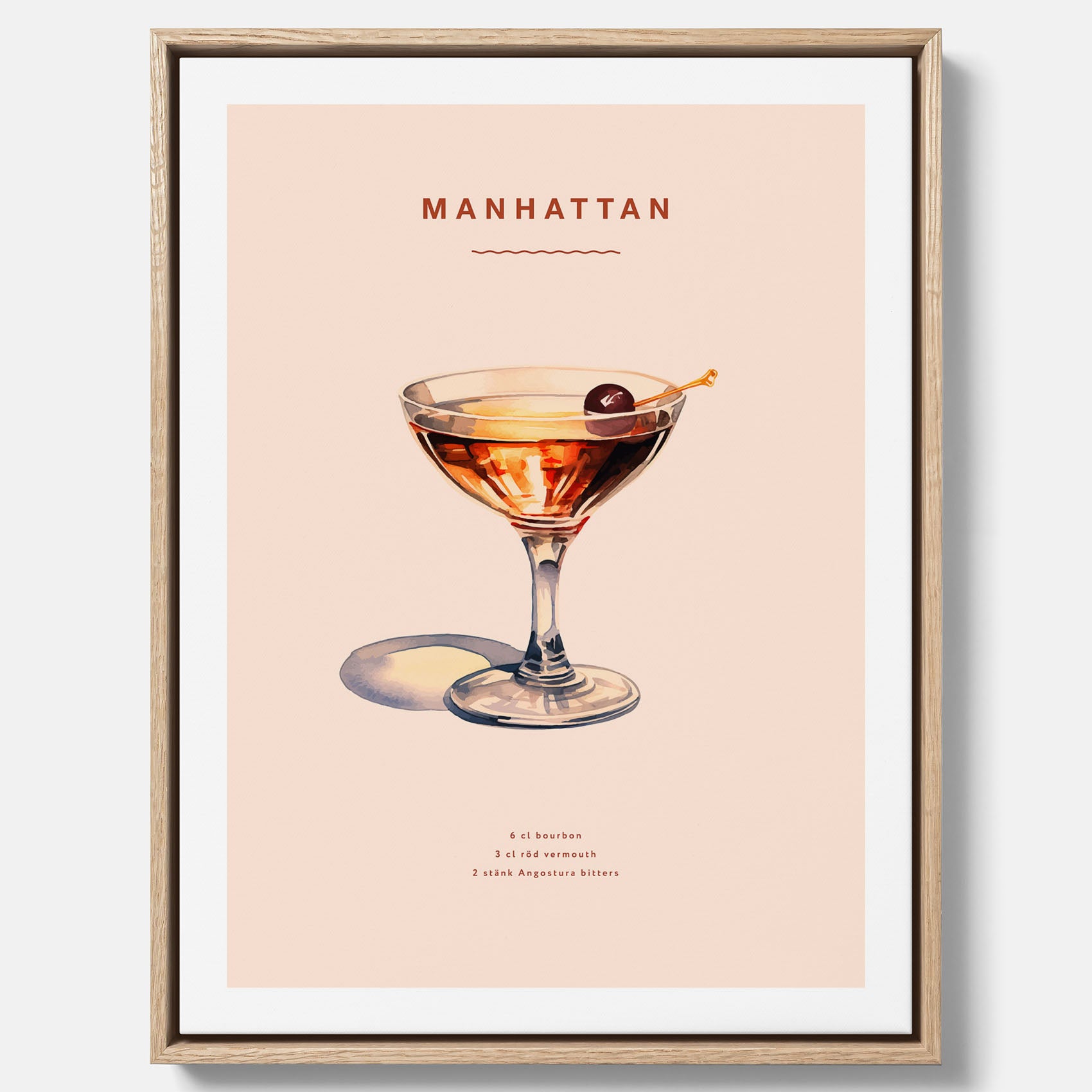 Canvastavla med en Manhattan-drink - Cocktailposter