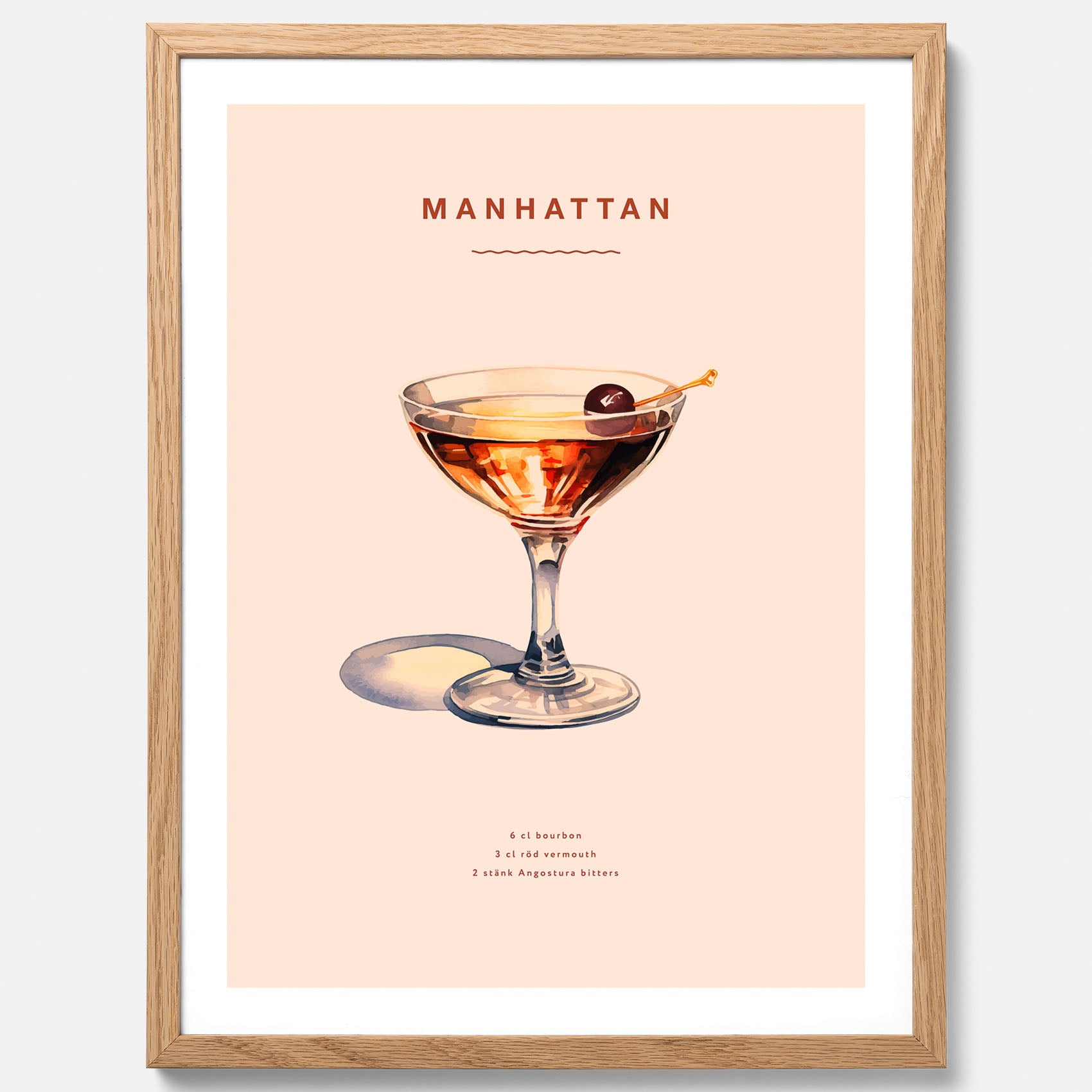 Tavla med en Manhattan-drink - Cocktailposter
