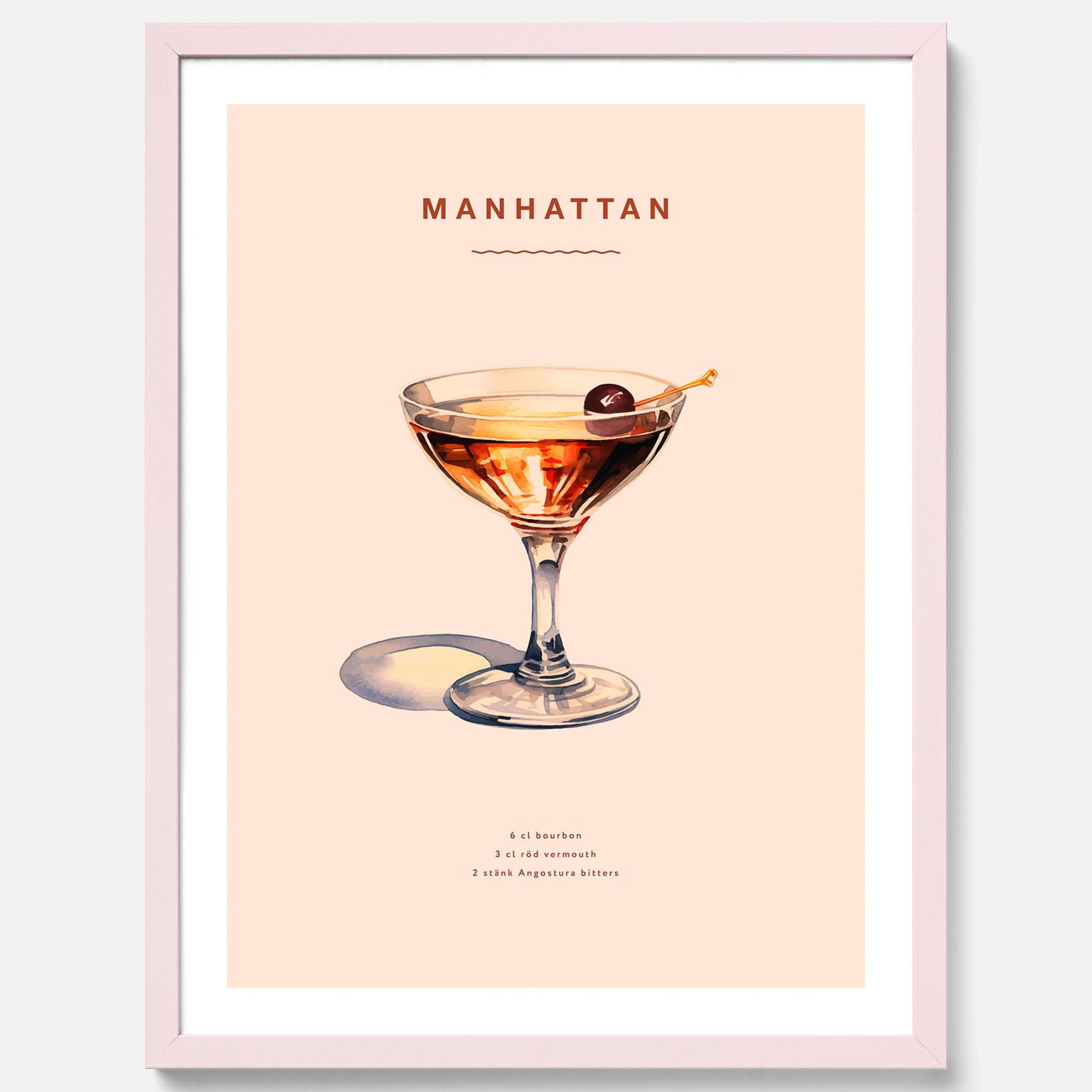 Tavla med en Manhattan-drink - Cocktailposter