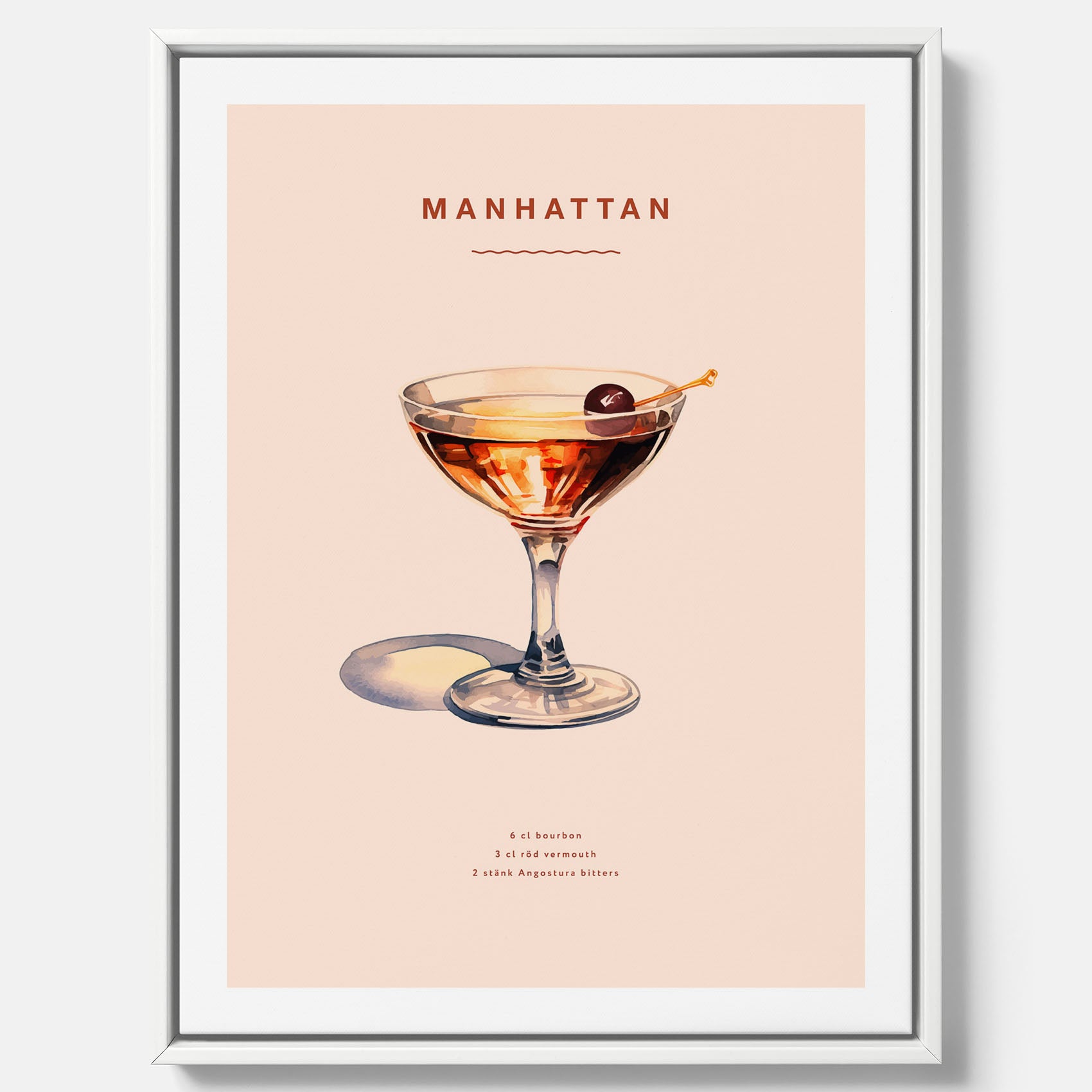 Canvastavla med en Manhattan-drink - Cocktailposter