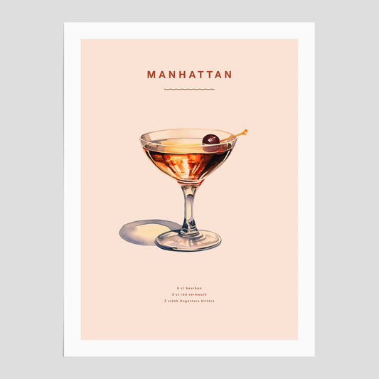 Poster med en Manhattan-drink.
