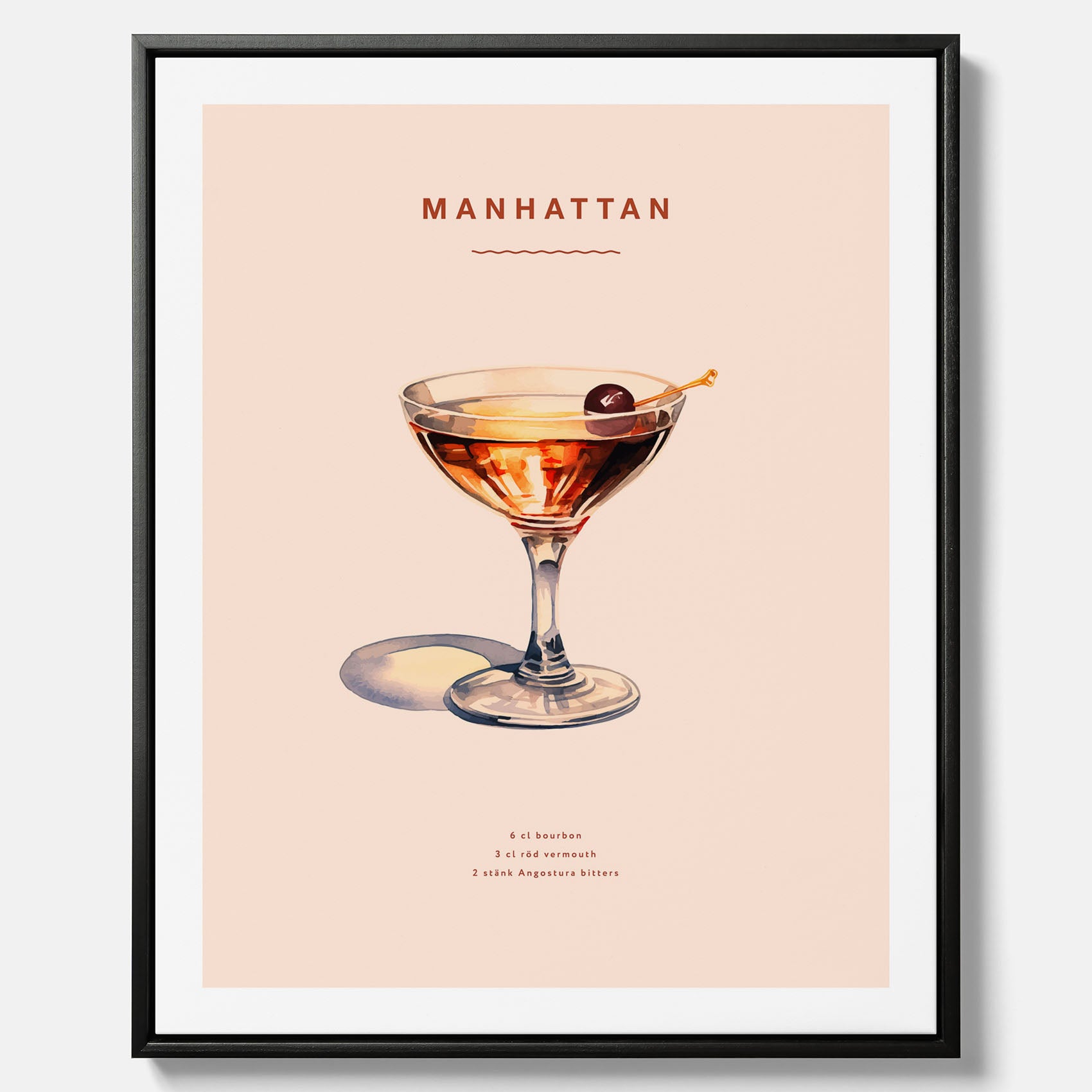 Canvastavla med en Manhattan-drink - Cocktailposter