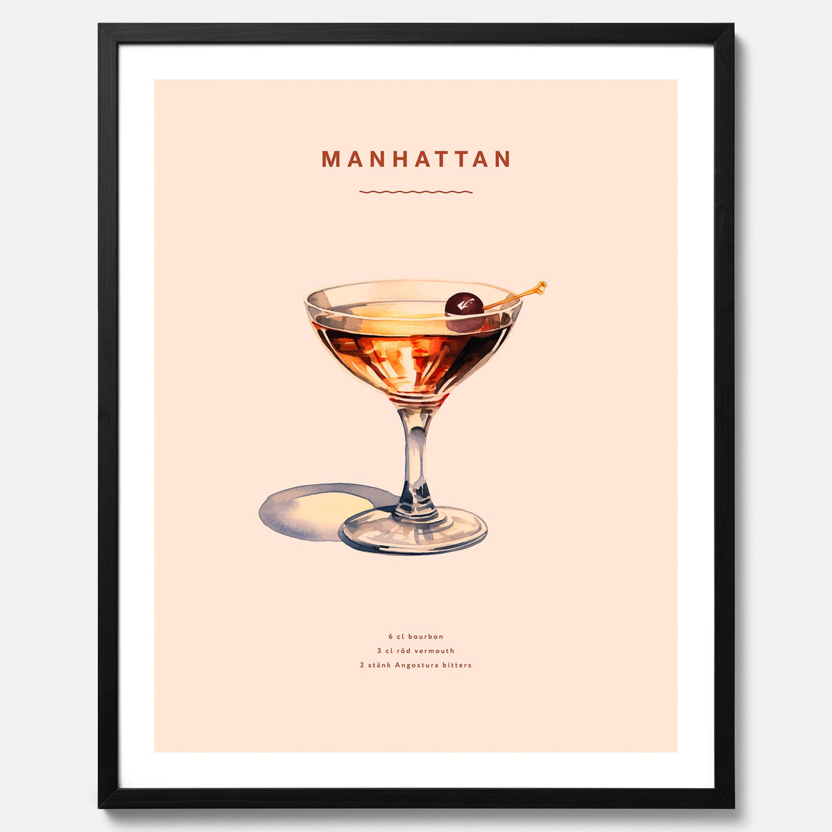 Tavla med en Manhattan-drink - Cocktailposter
