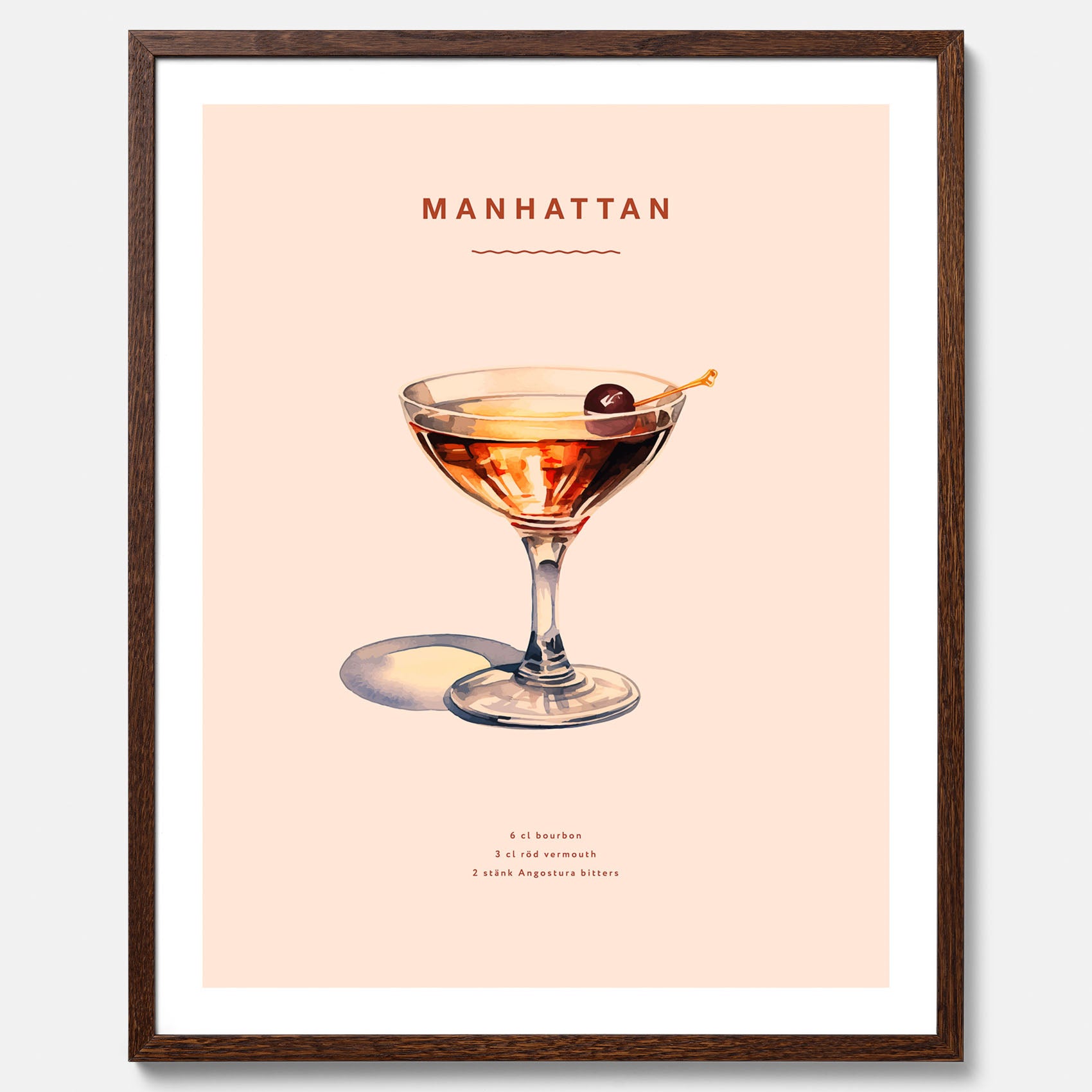 Tavla med en Manhattan-drink - Cocktailposter