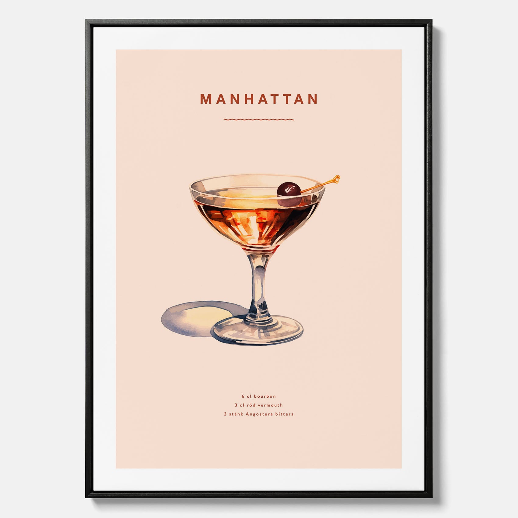 Canvastavla med en Manhattan-drink - Cocktailposter