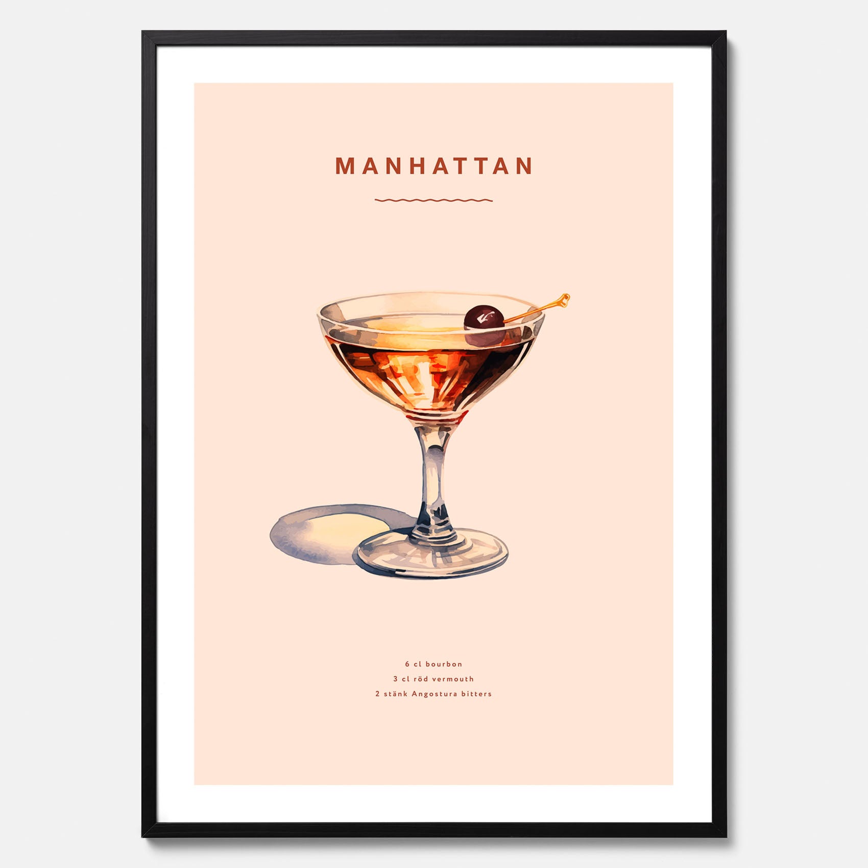 Tavla med en Manhattan-drink - Cocktailposter