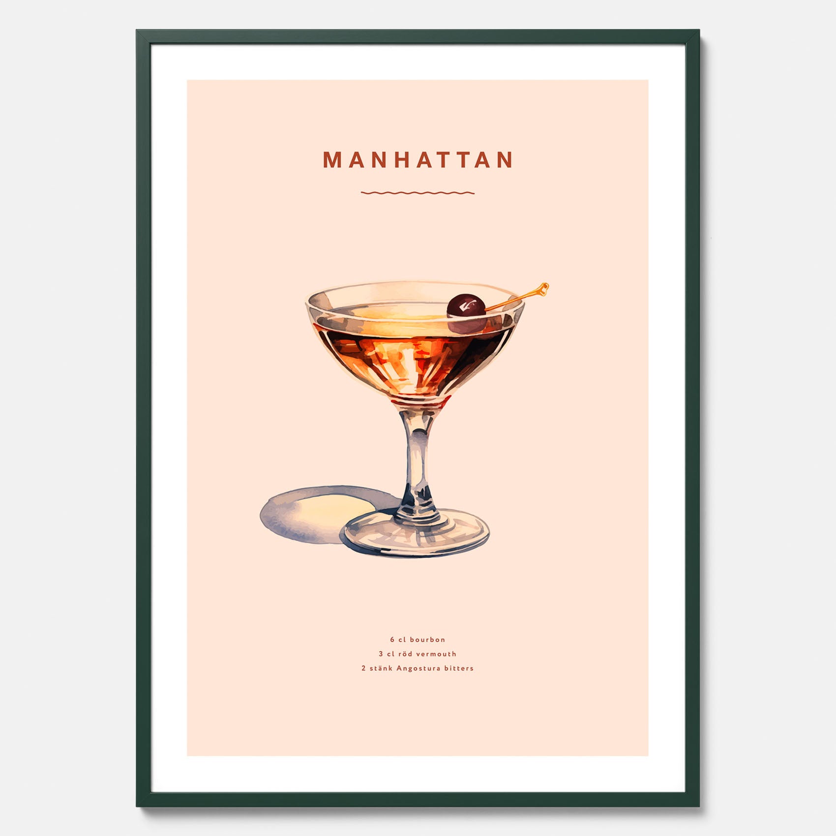 Tavla med en Manhattan-drink - Cocktailposter