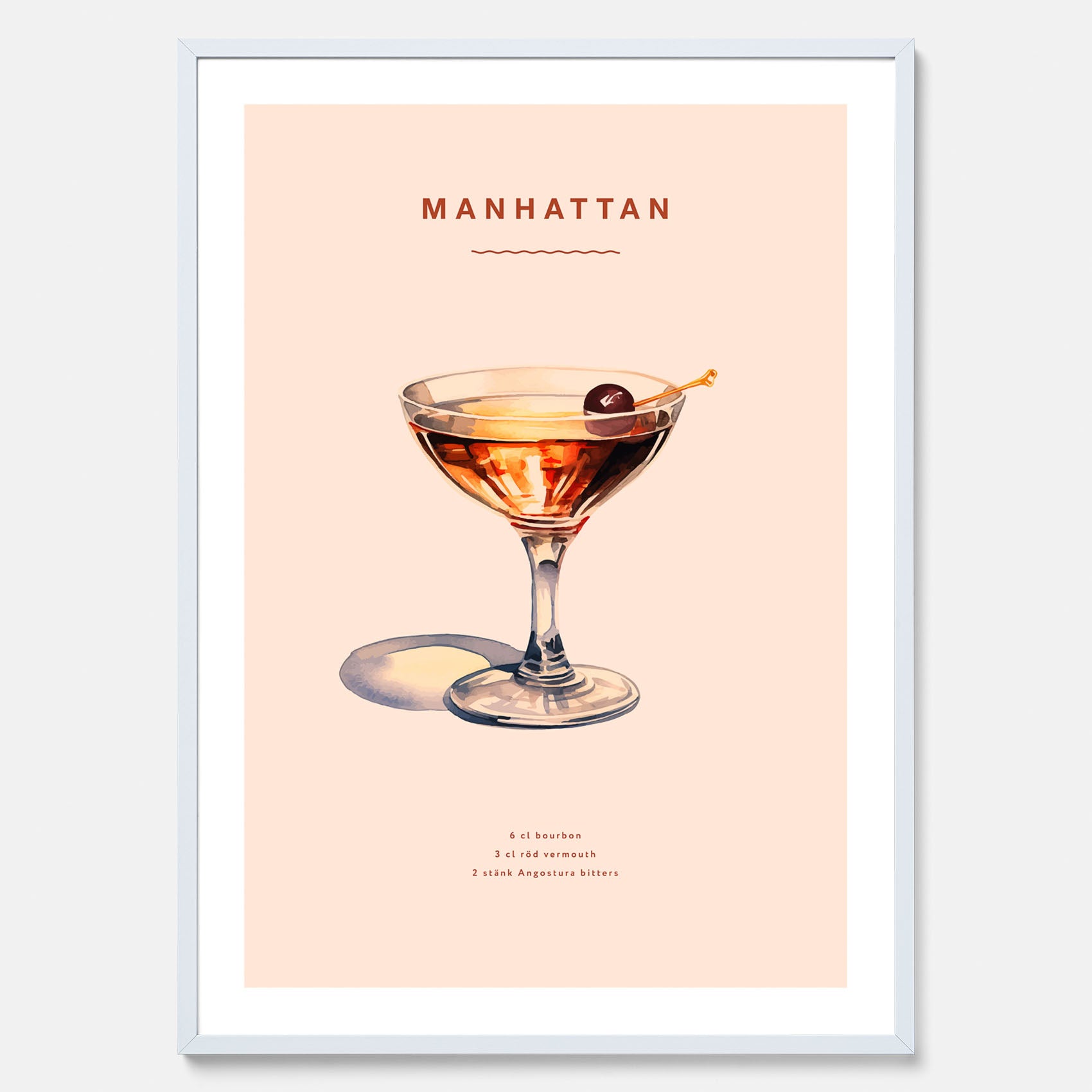Tavla med en Manhattan-drink - Cocktailposter