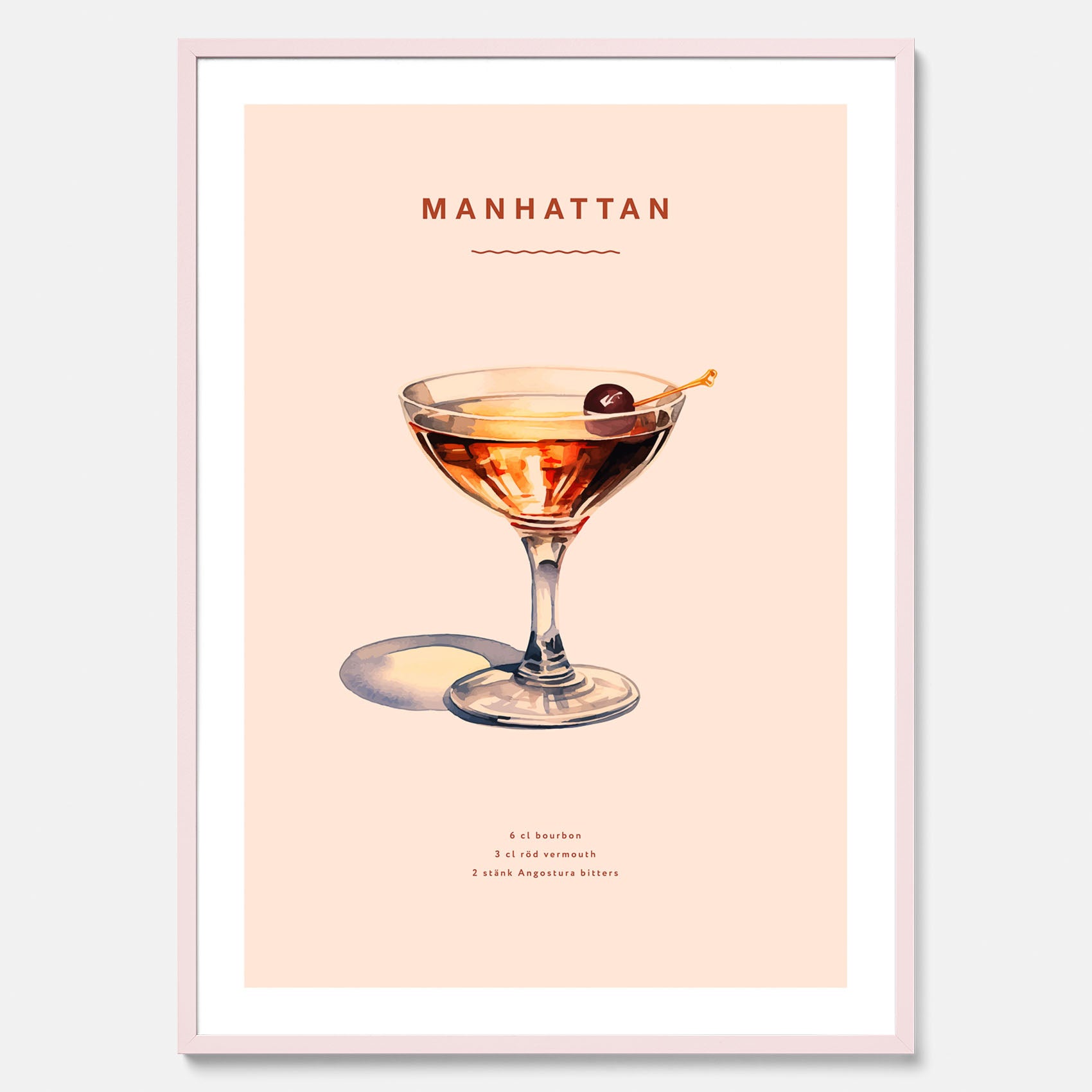 Tavla med en Manhattan-drink - Cocktailposter