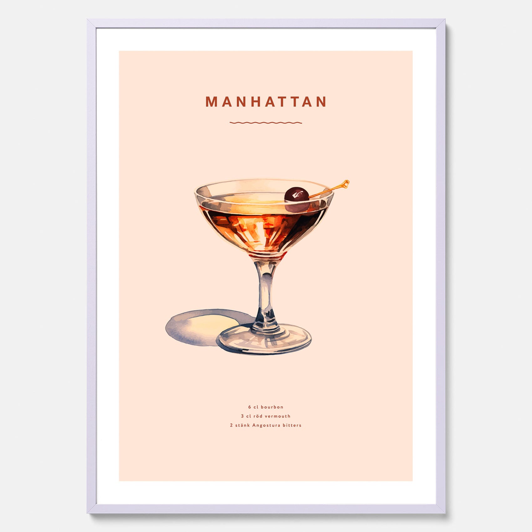 Tavla med en Manhattan-drink - Cocktailposter