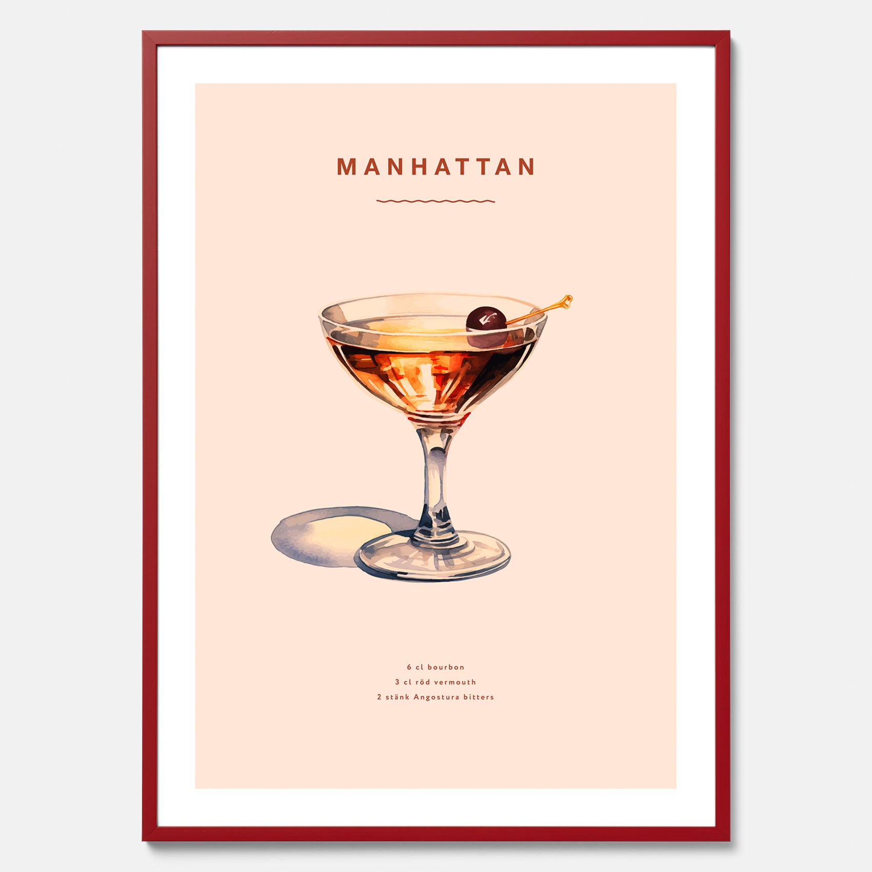 Tavla med en Manhattan-drink - Cocktailposter