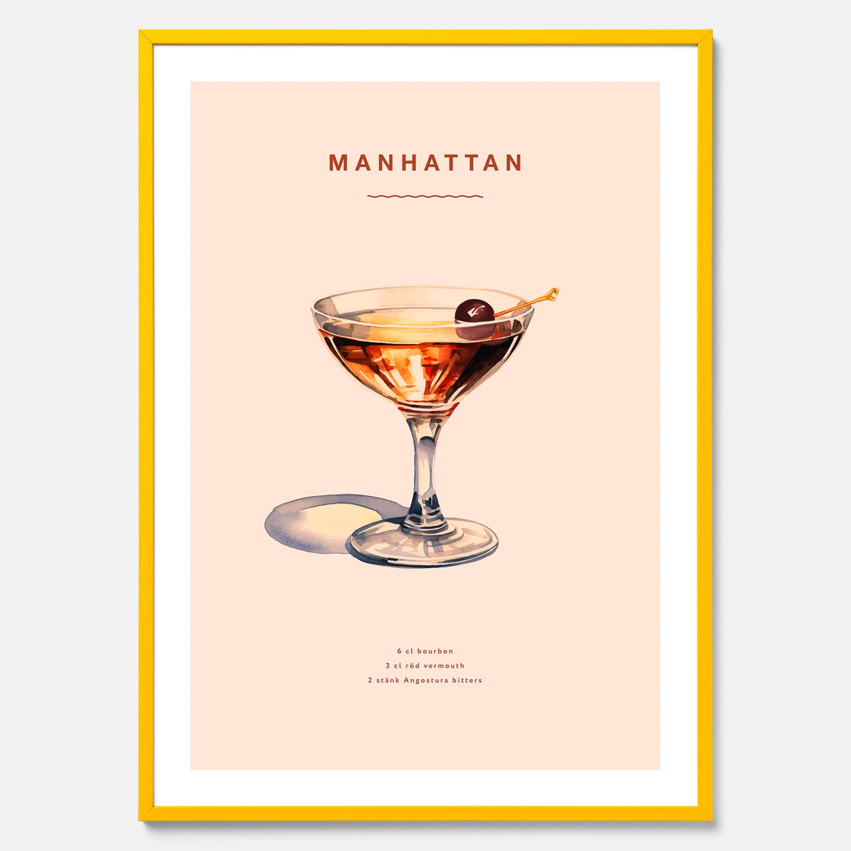 Tavla med en Manhattan-drink - Cocktailposter