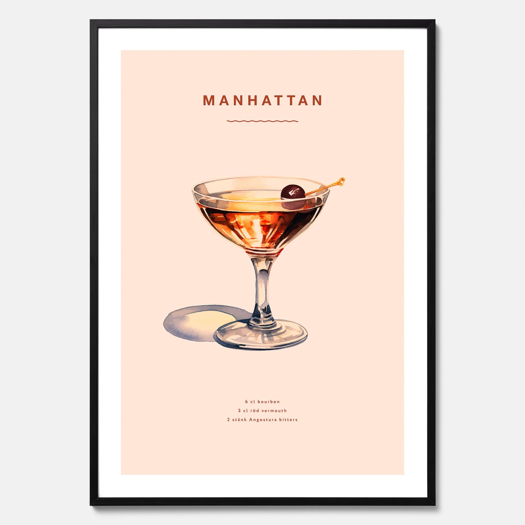 Tavla med en Manhattan-drink - Cocktailposter