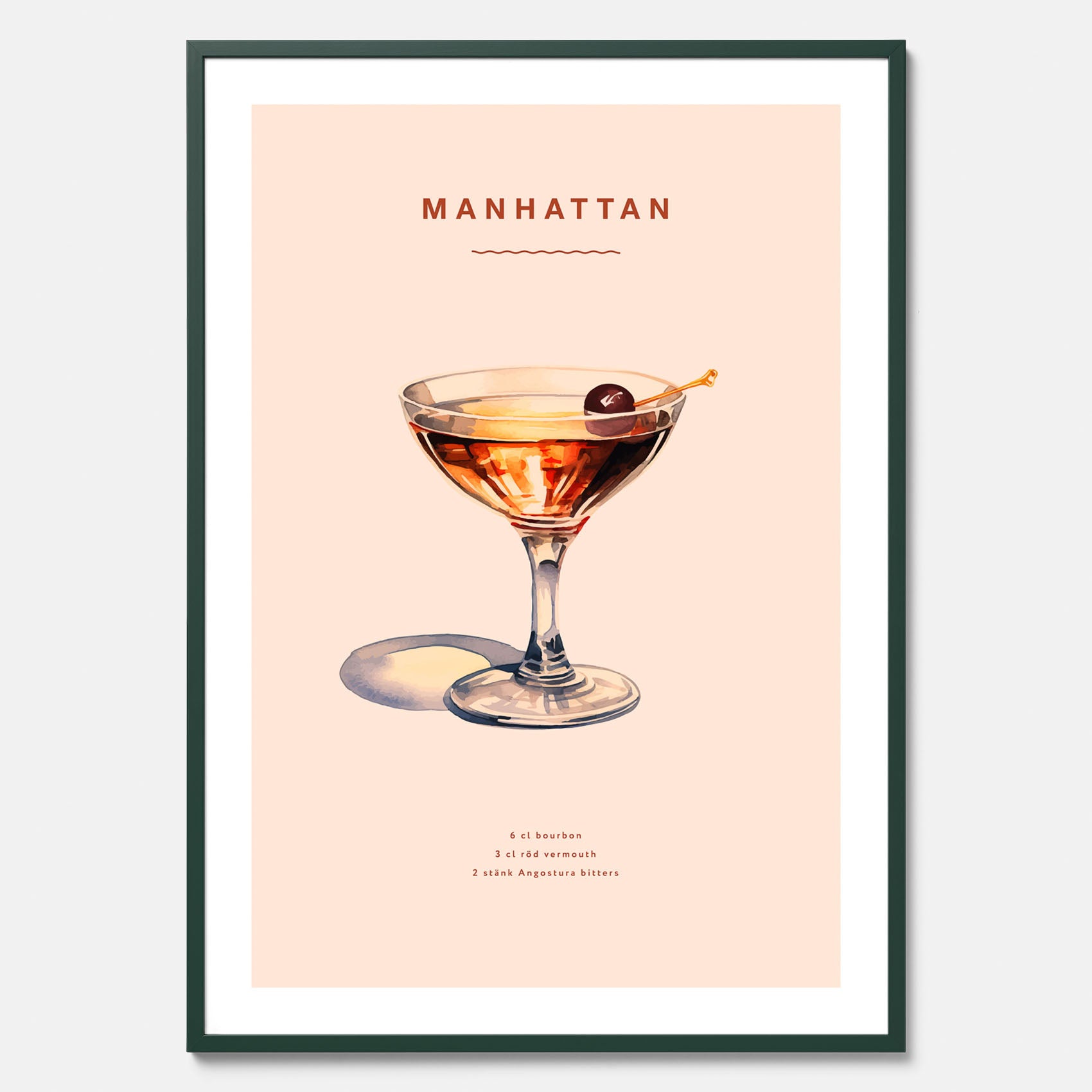 Tavla med en Manhattan-drink - Cocktailposter