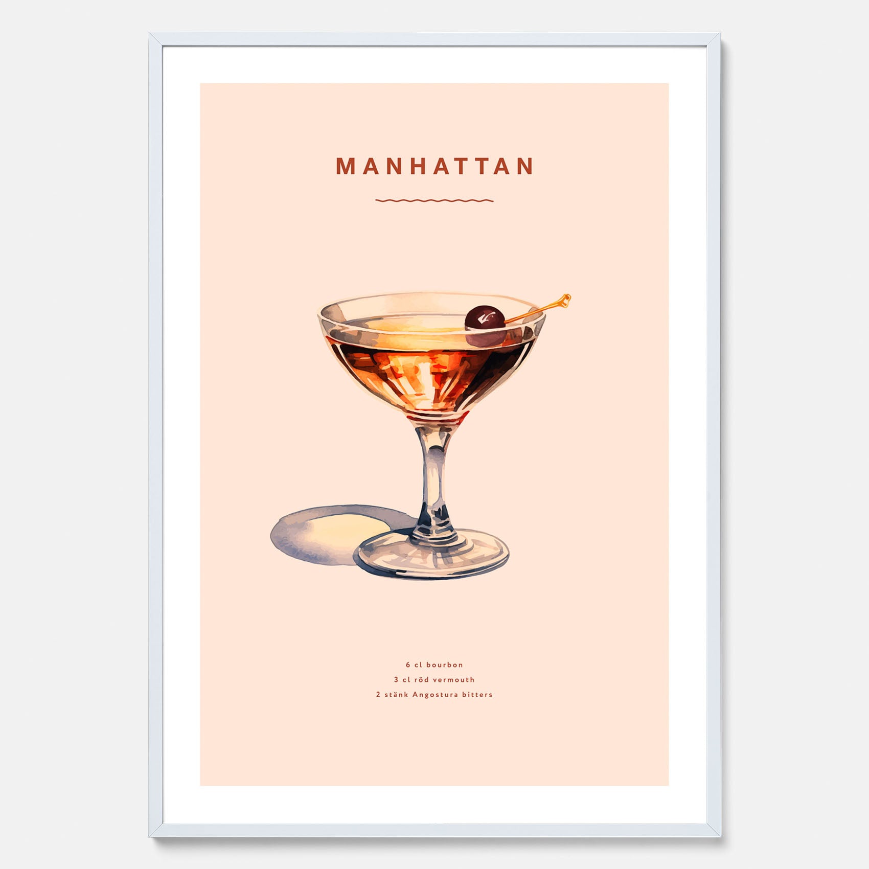 Tavla med en Manhattan-drink - Cocktailposter
