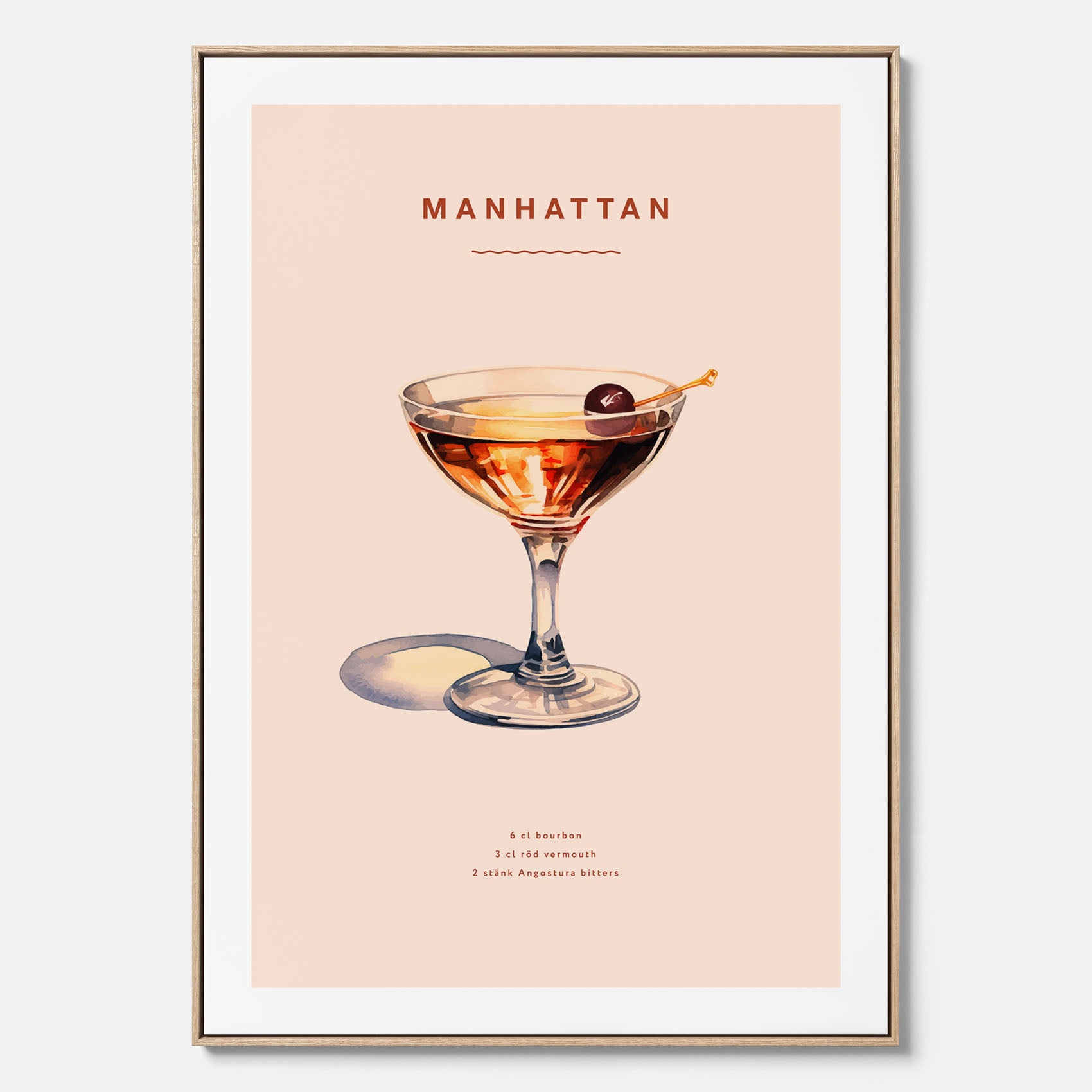 Canvastavla med en Manhattan-drink - Cocktailposter