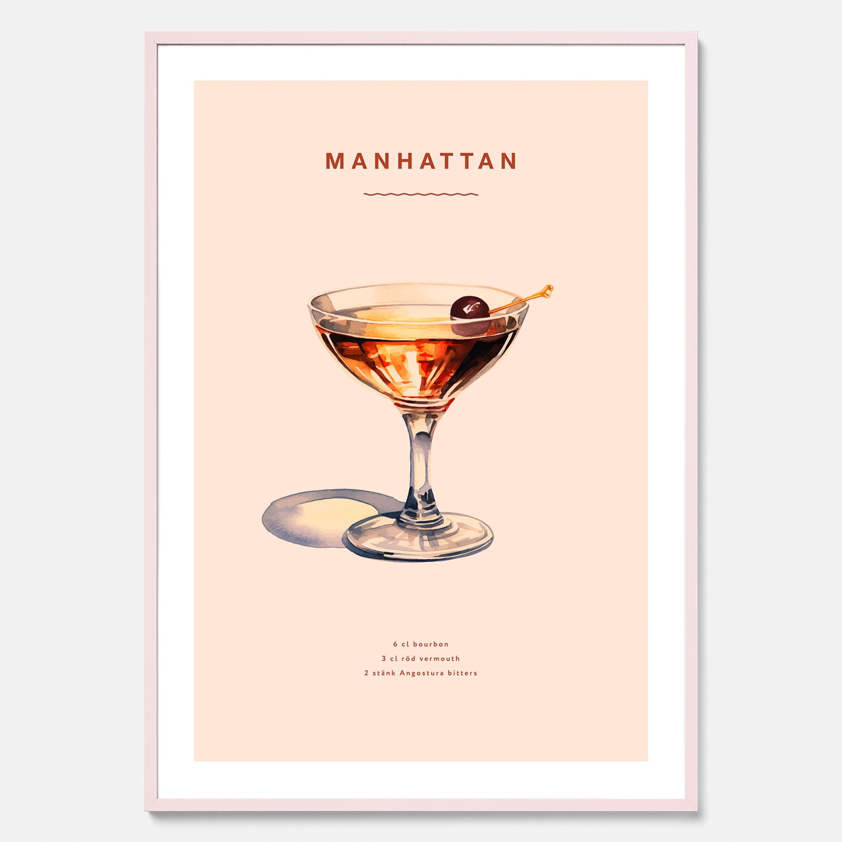 Tavla med en Manhattan-drink - Cocktailposter
