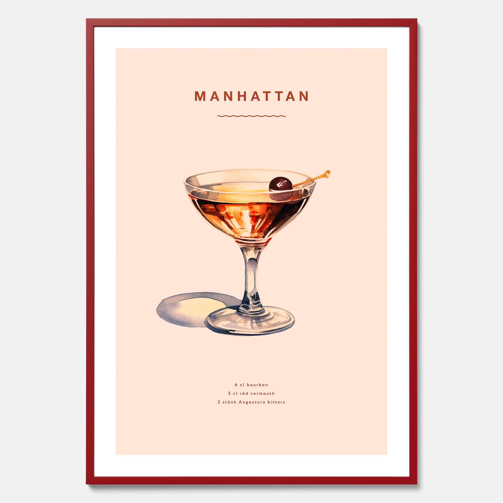Tavla med en Manhattan-drink - Cocktailposter