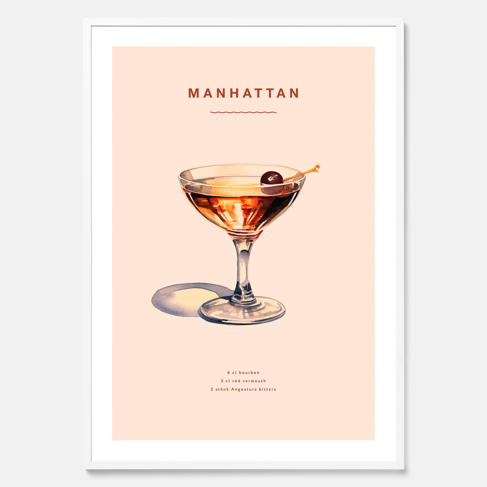 Tavla med en Manhattan-drink - Cocktailposter