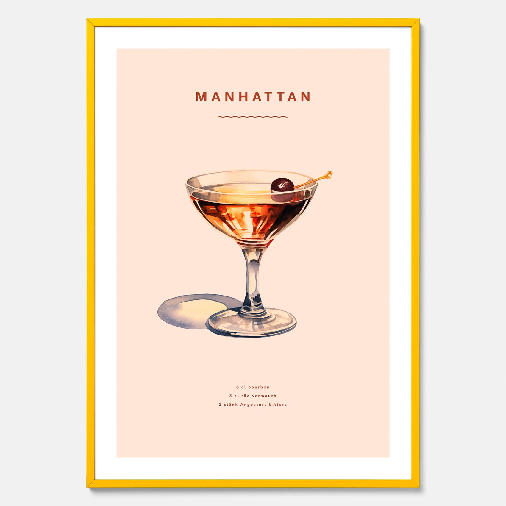 Tavla med en Manhattan-drink - Cocktailposter