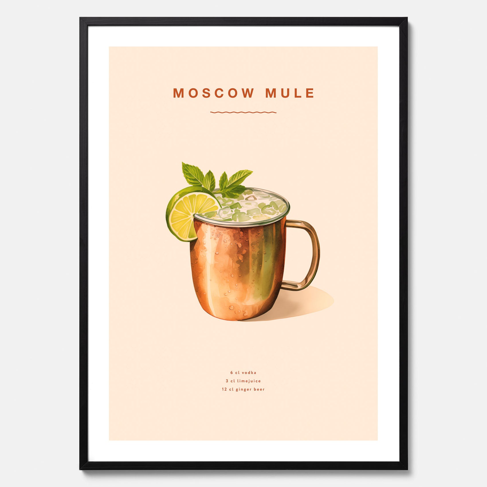 Tavla med Moscow Mule drinkposter