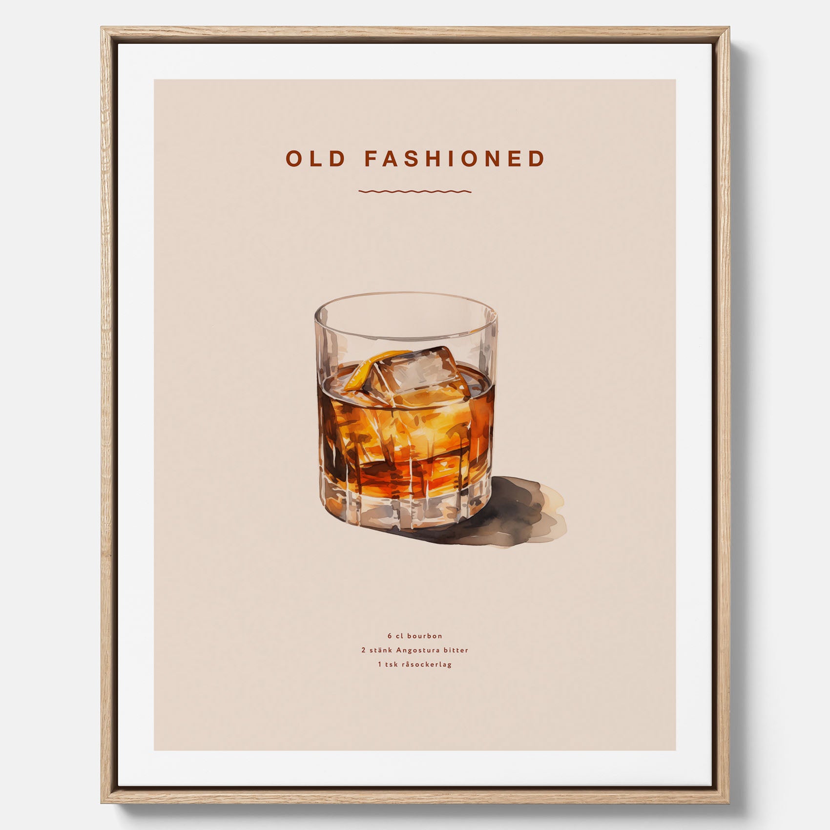 Canvastavla med en Old Fashioned Poster – Affisch med drink, drinkposter