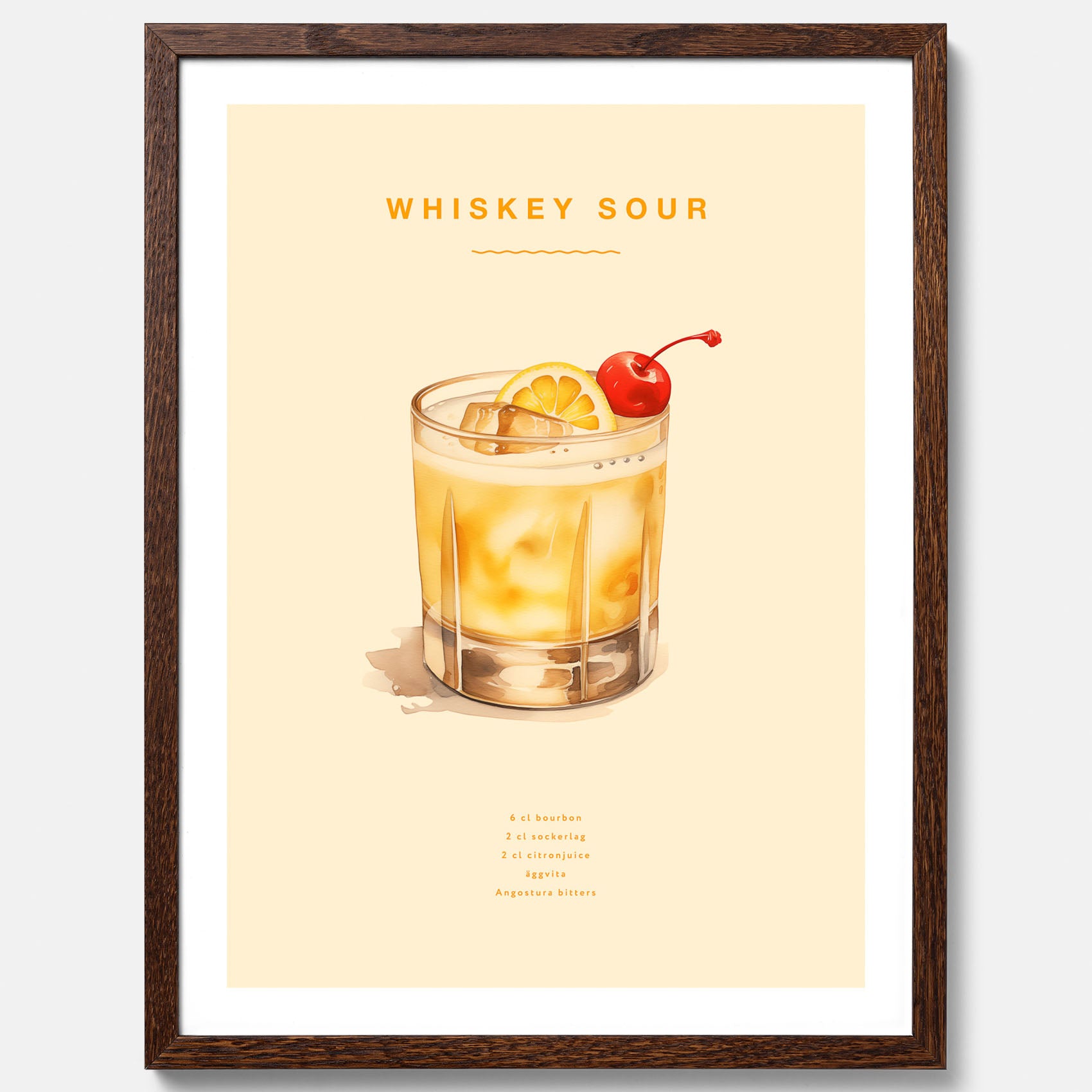 Tavla med poster med Whiskey Sour - Drinkposter