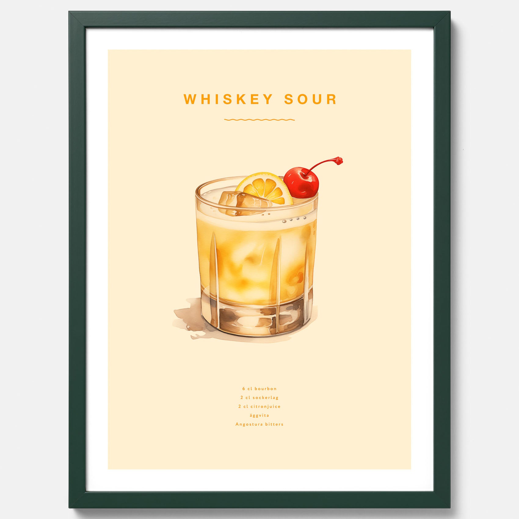 Tavla med poster med Whiskey Sour - Drinkposter