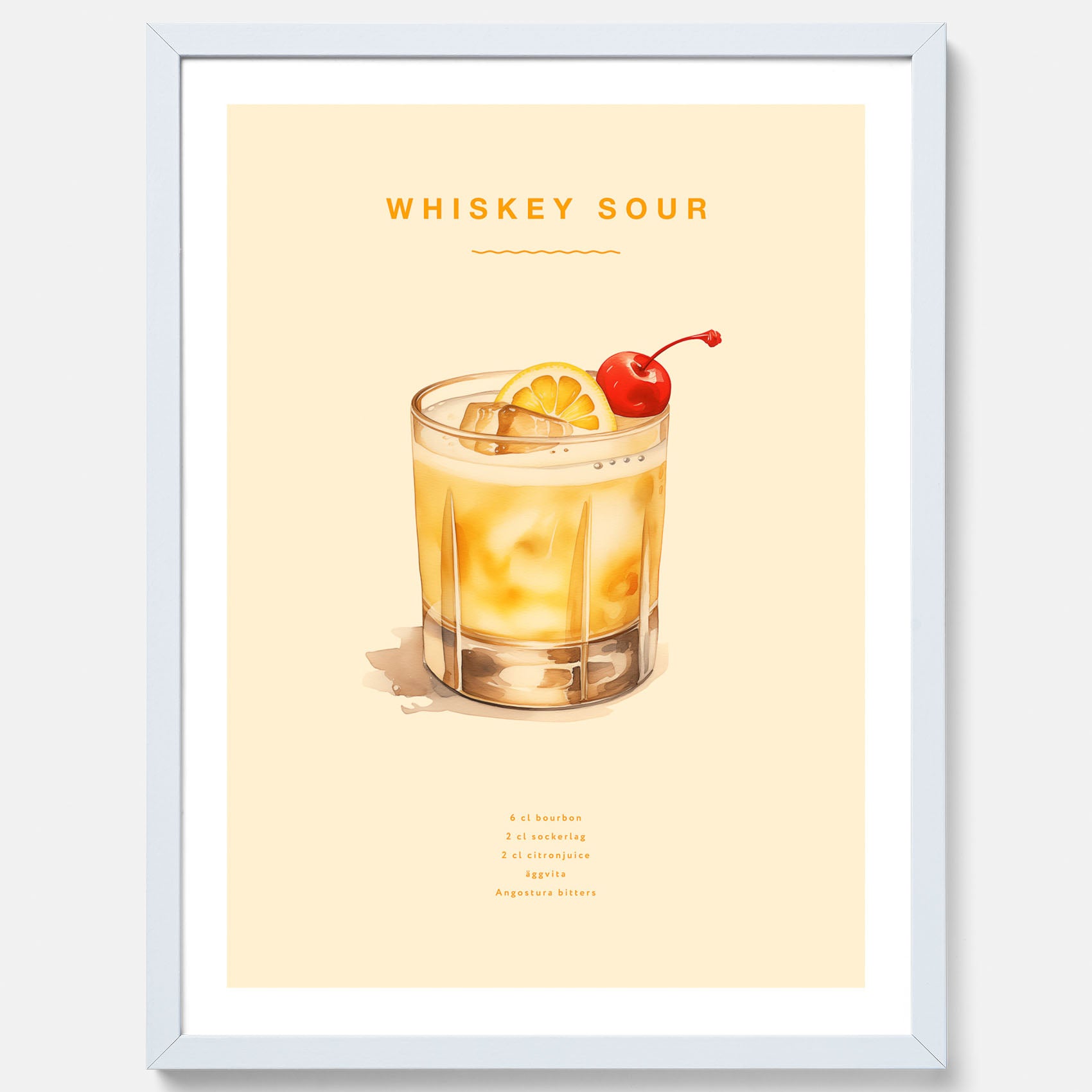 Tavla med poster med Whiskey Sour - Drinkposter