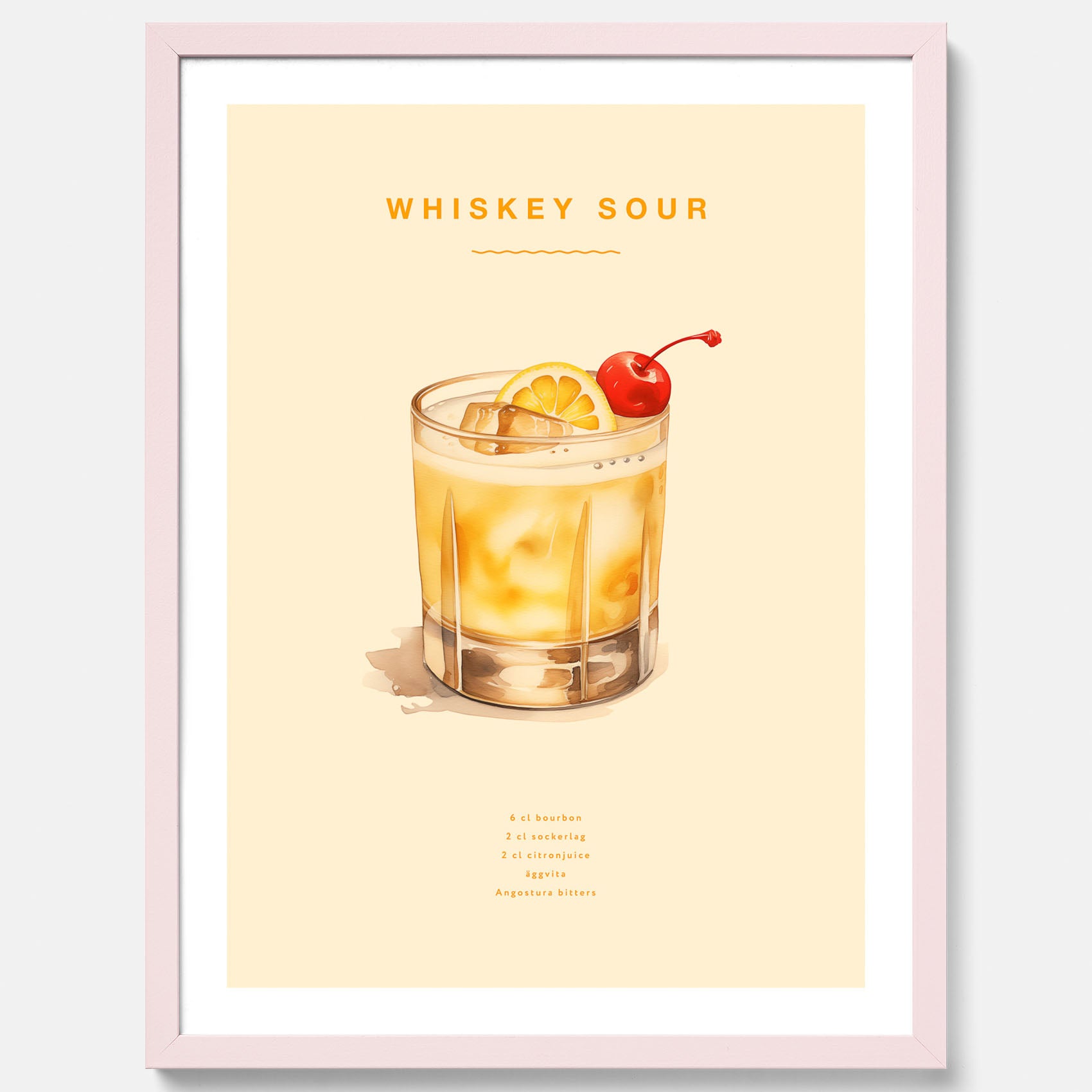 Tavla med poster med Whiskey Sour - Drinkposter