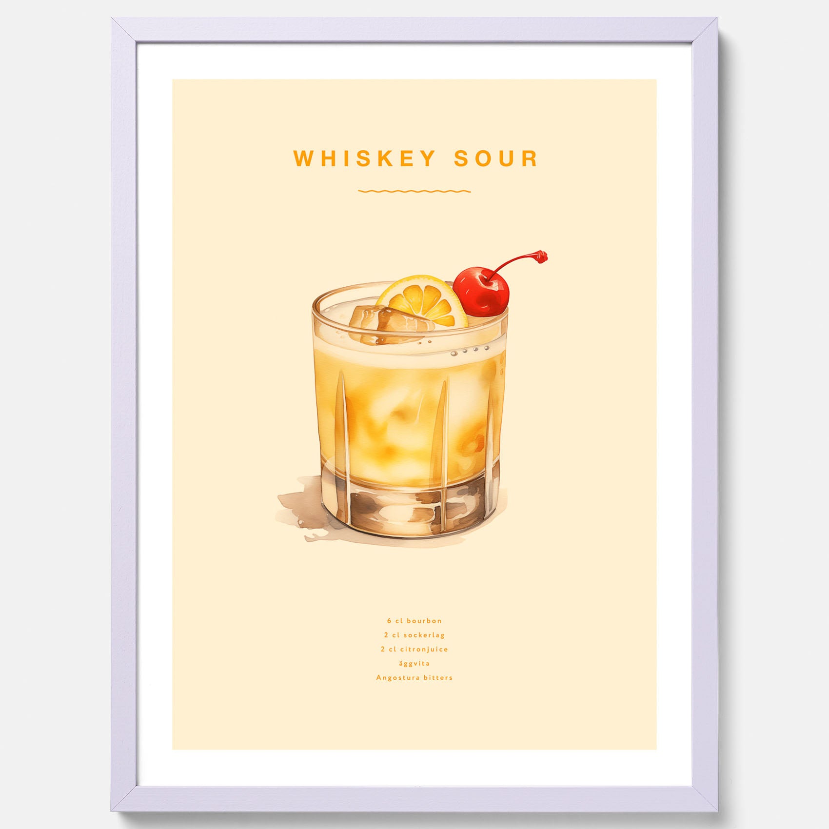 Tavla med poster med Whiskey Sour - Drinkposter