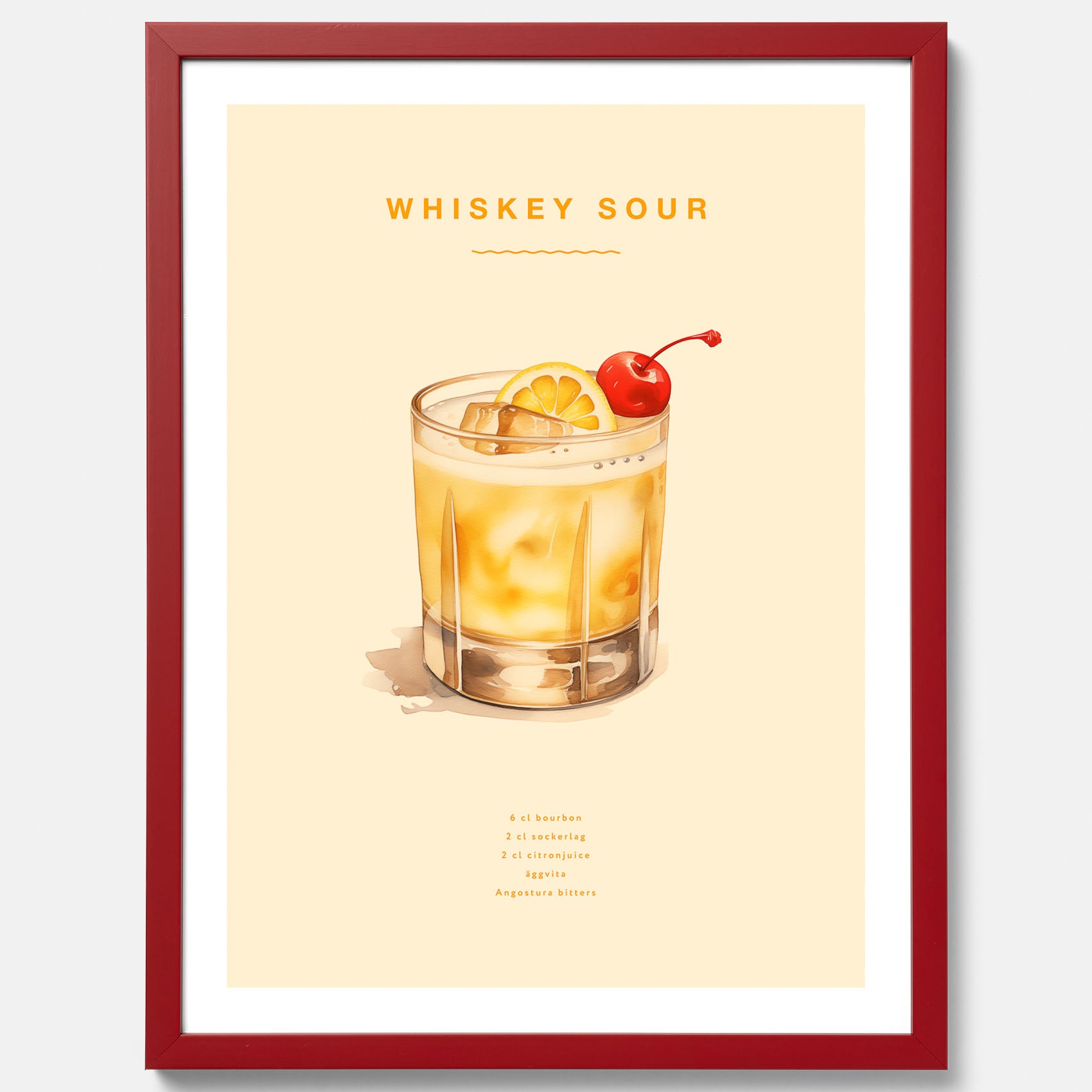 Tavla med poster med Whiskey Sour - Drinkposter