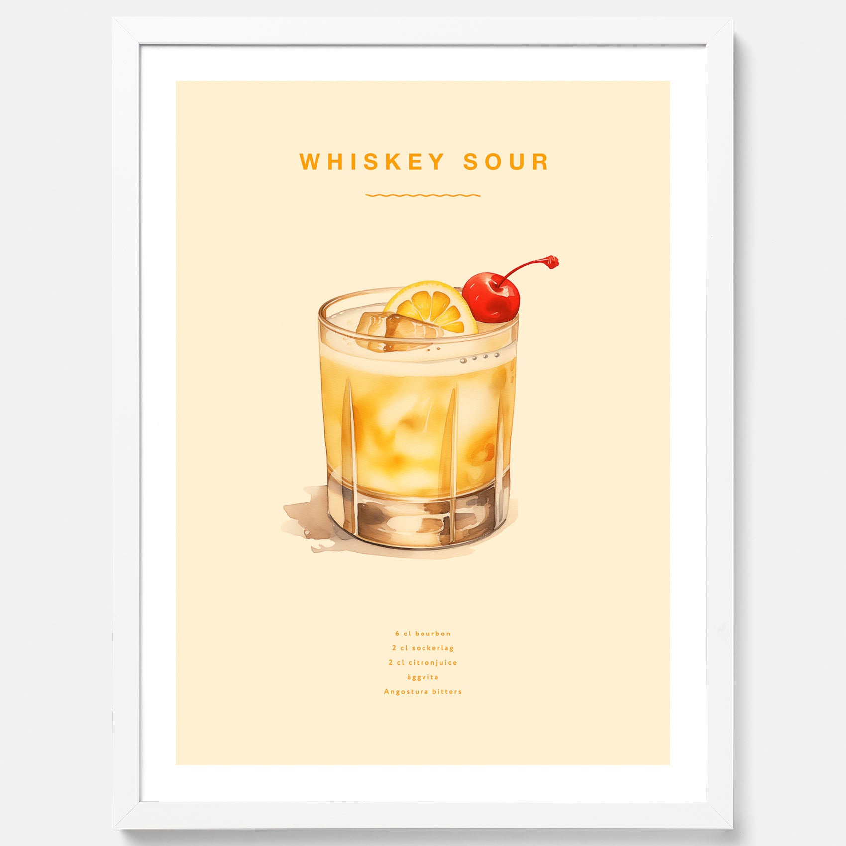 Tavla med poster med Whiskey Sour - Drinkposter