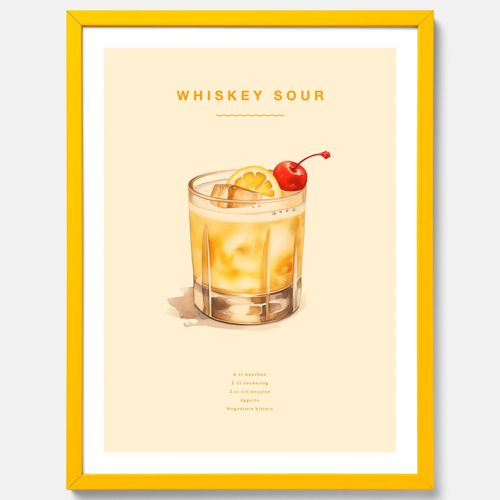 Tavla med poster med Whiskey Sour - Drinkposter