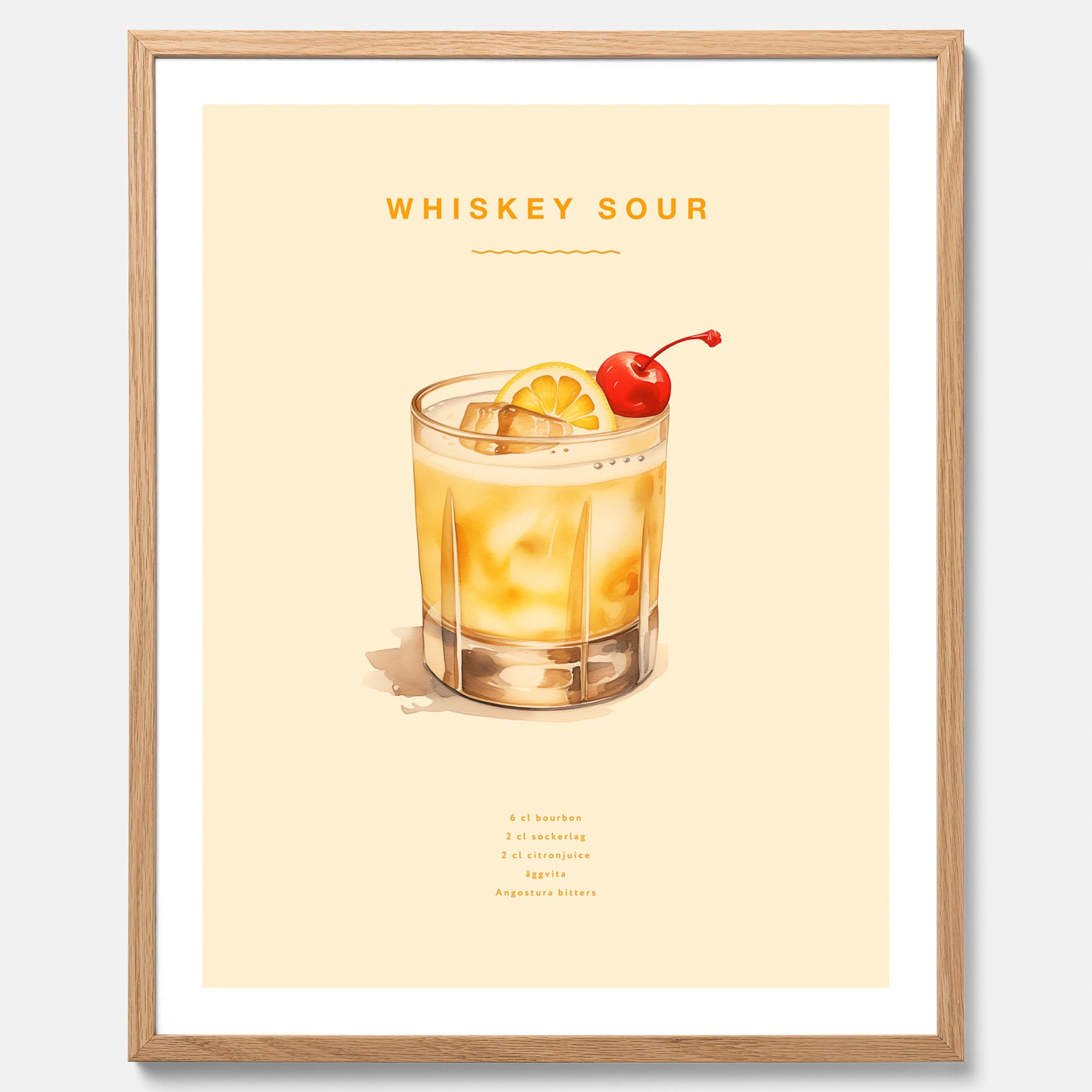 Tavla med poster med Whiskey Sour - Drinkposter