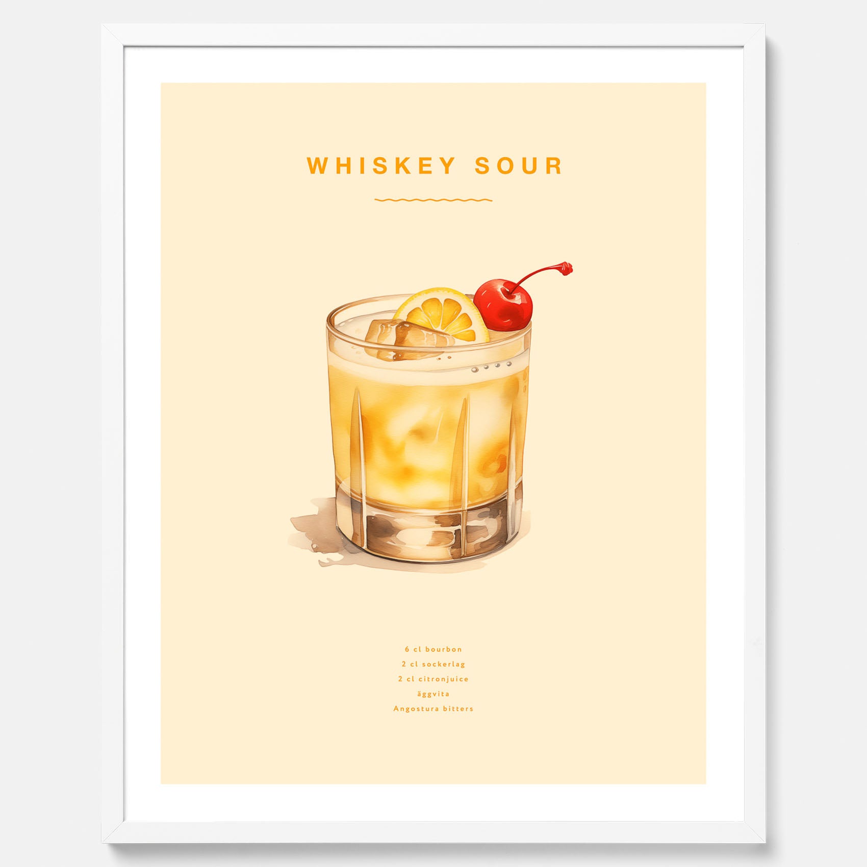 Tavla med poster med Whiskey Sour - Drinkposter