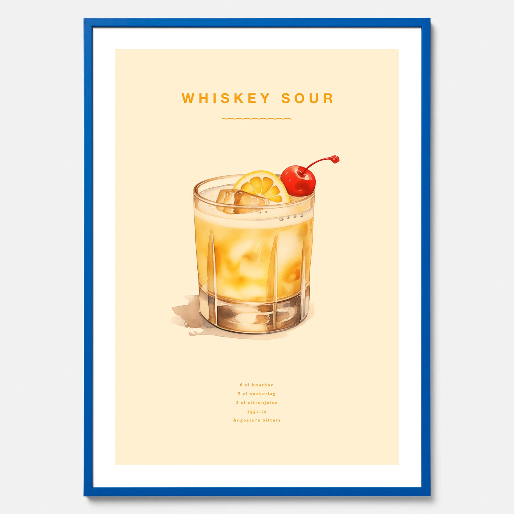 Tavla med poster med Whiskey Sour - Drinkposter