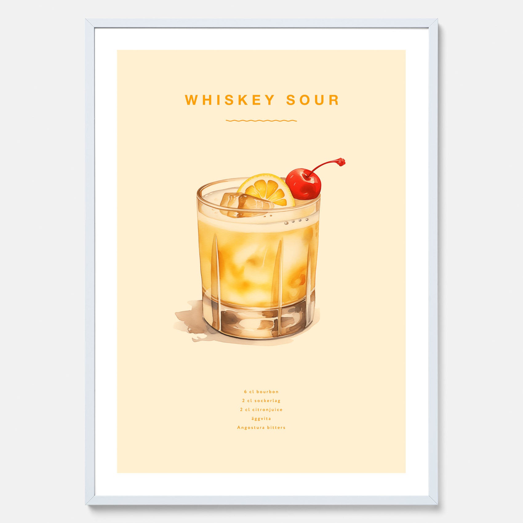 Tavla med poster med Whiskey Sour - Drinkposter