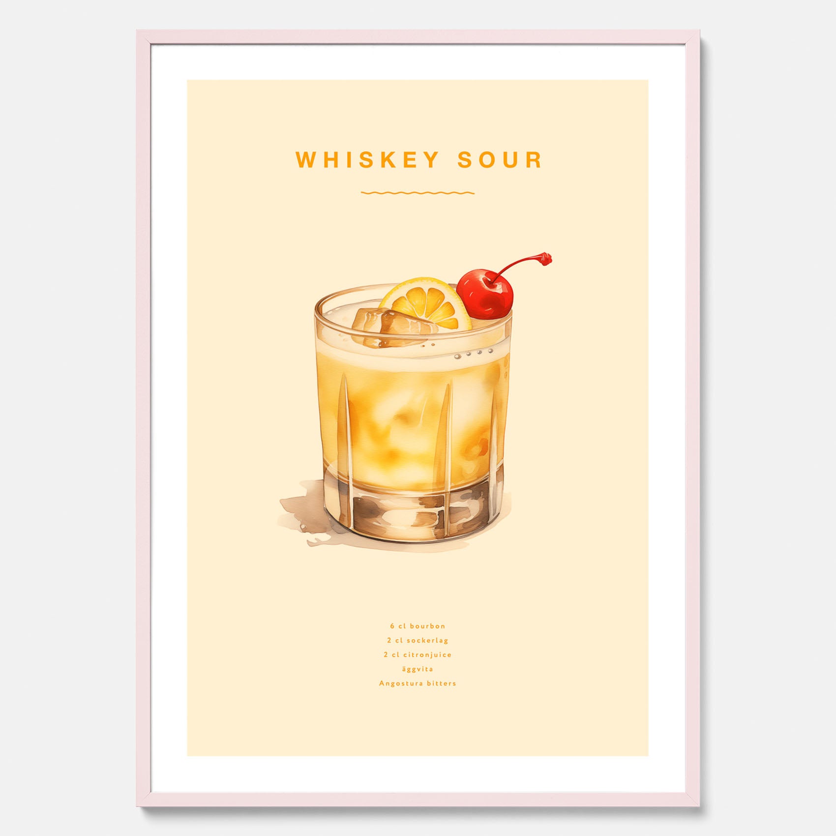Tavla med poster med Whiskey Sour - Drinkposter