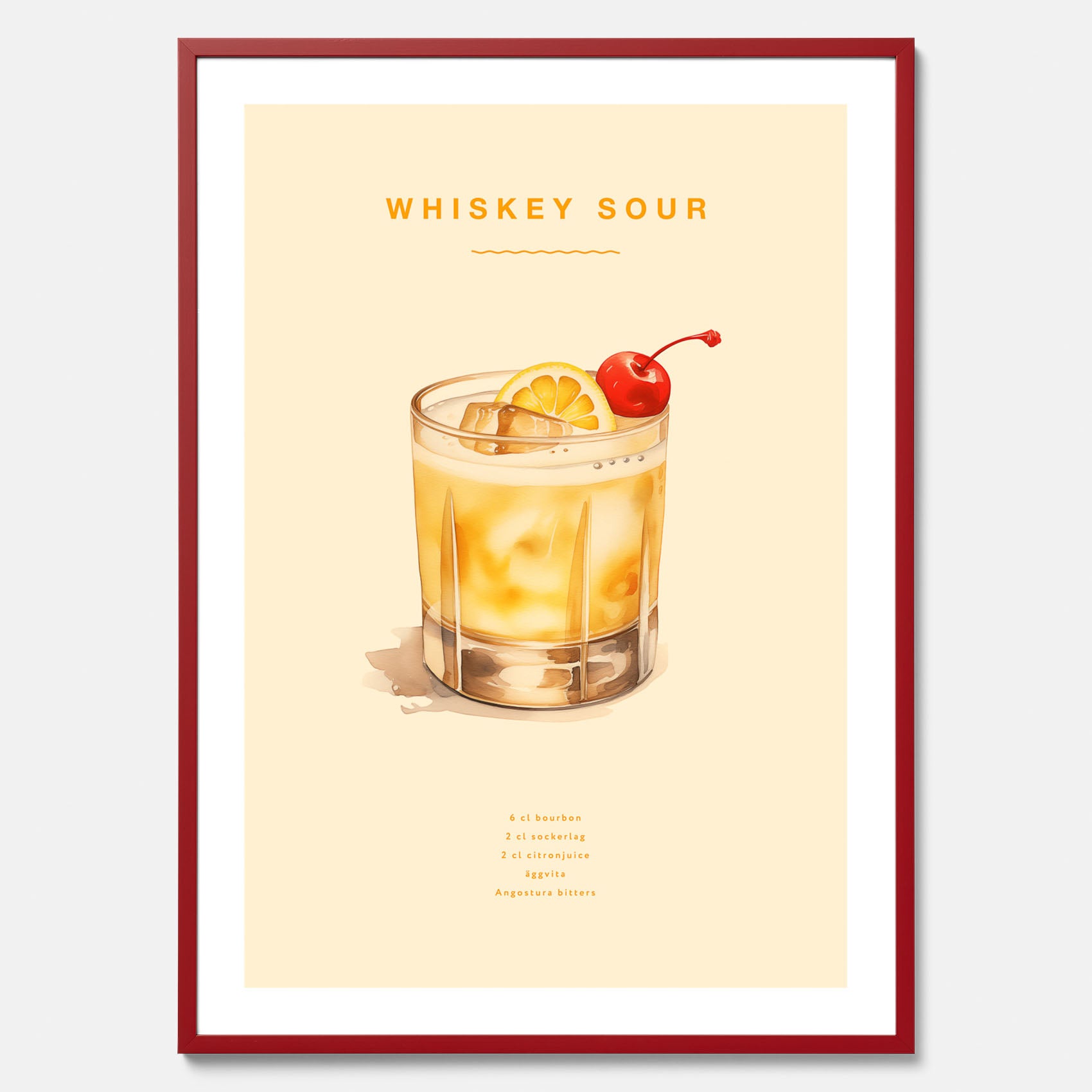 Tavla med poster med Whiskey Sour - Drinkposter