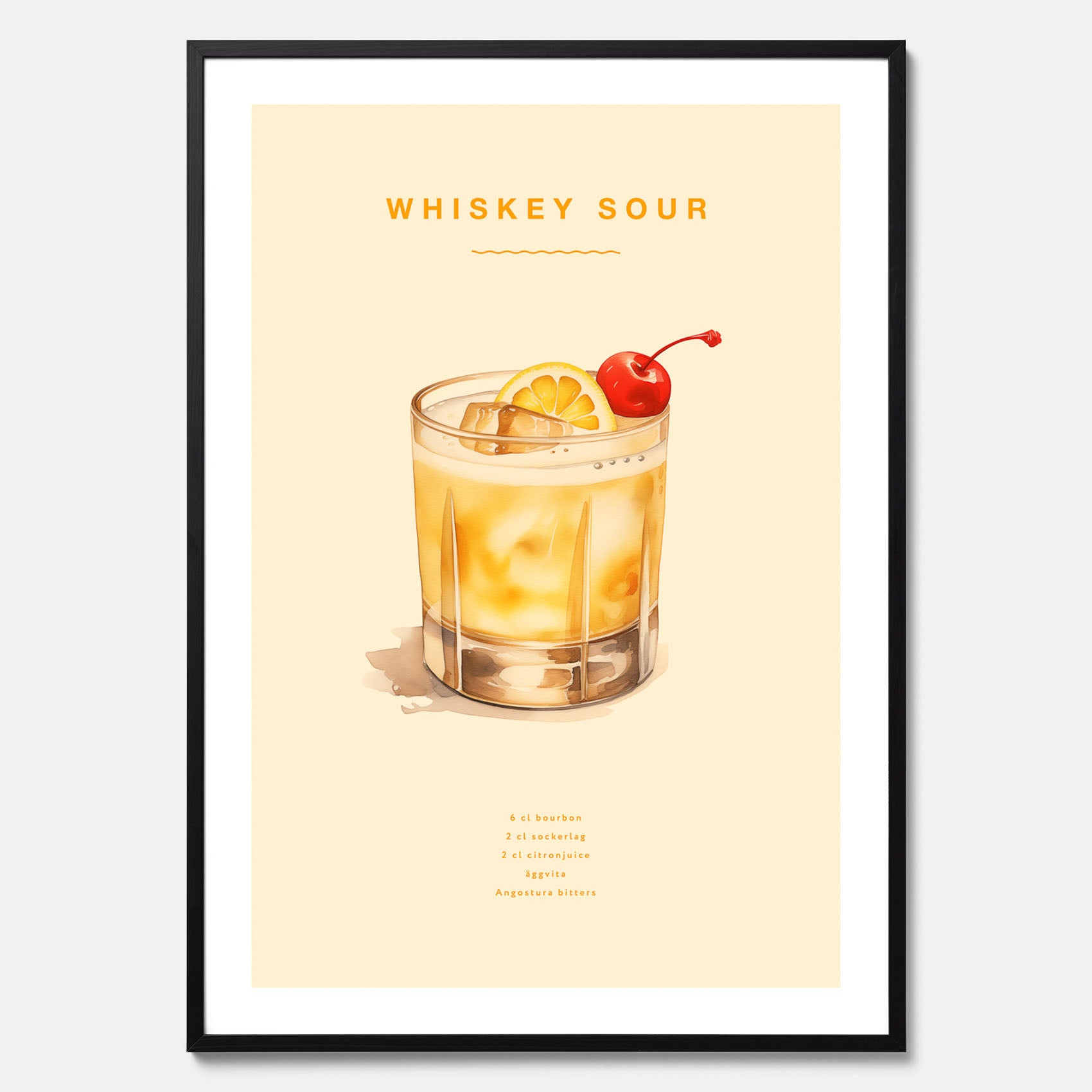 Tavla med poster med Whiskey Sour - Drinkposter